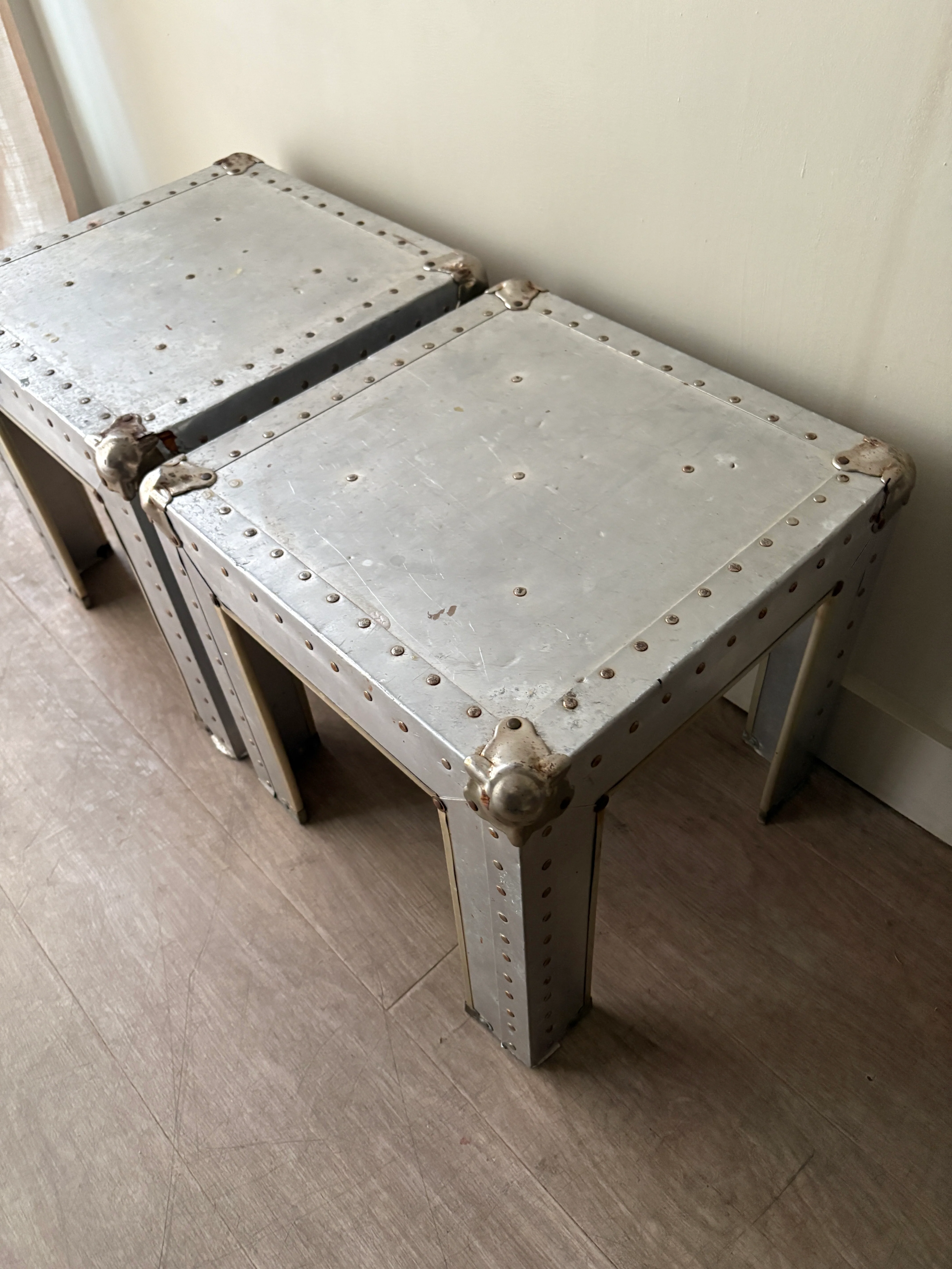 Riveted metal cocktail tables. Sold individually. - Image 4