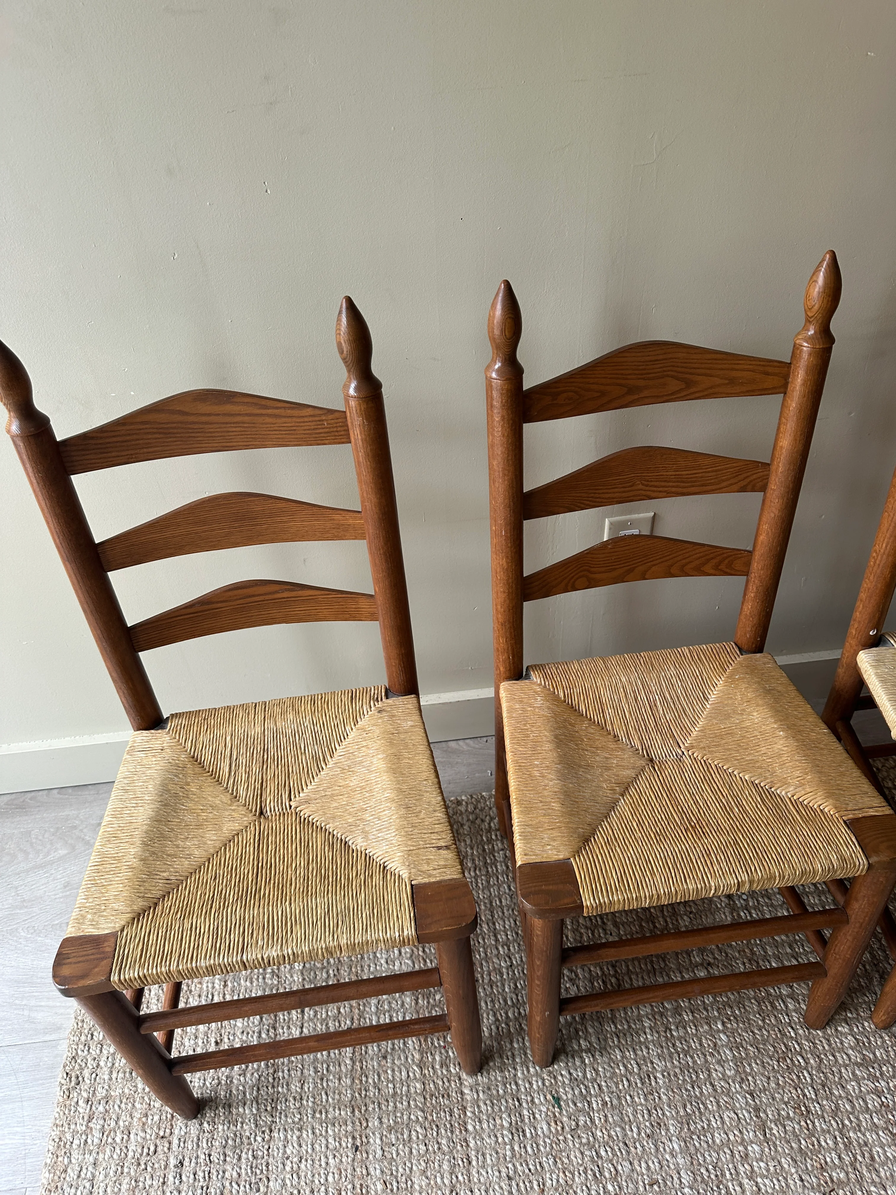 Rush ladder back chairs. Sold as set of 4. - Image 2