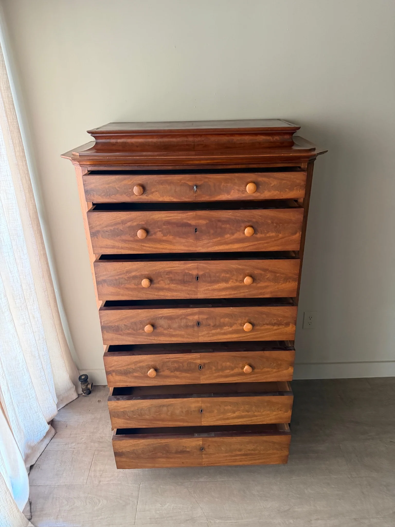 Scandinavian mahogany tallboy dresser - Image 6