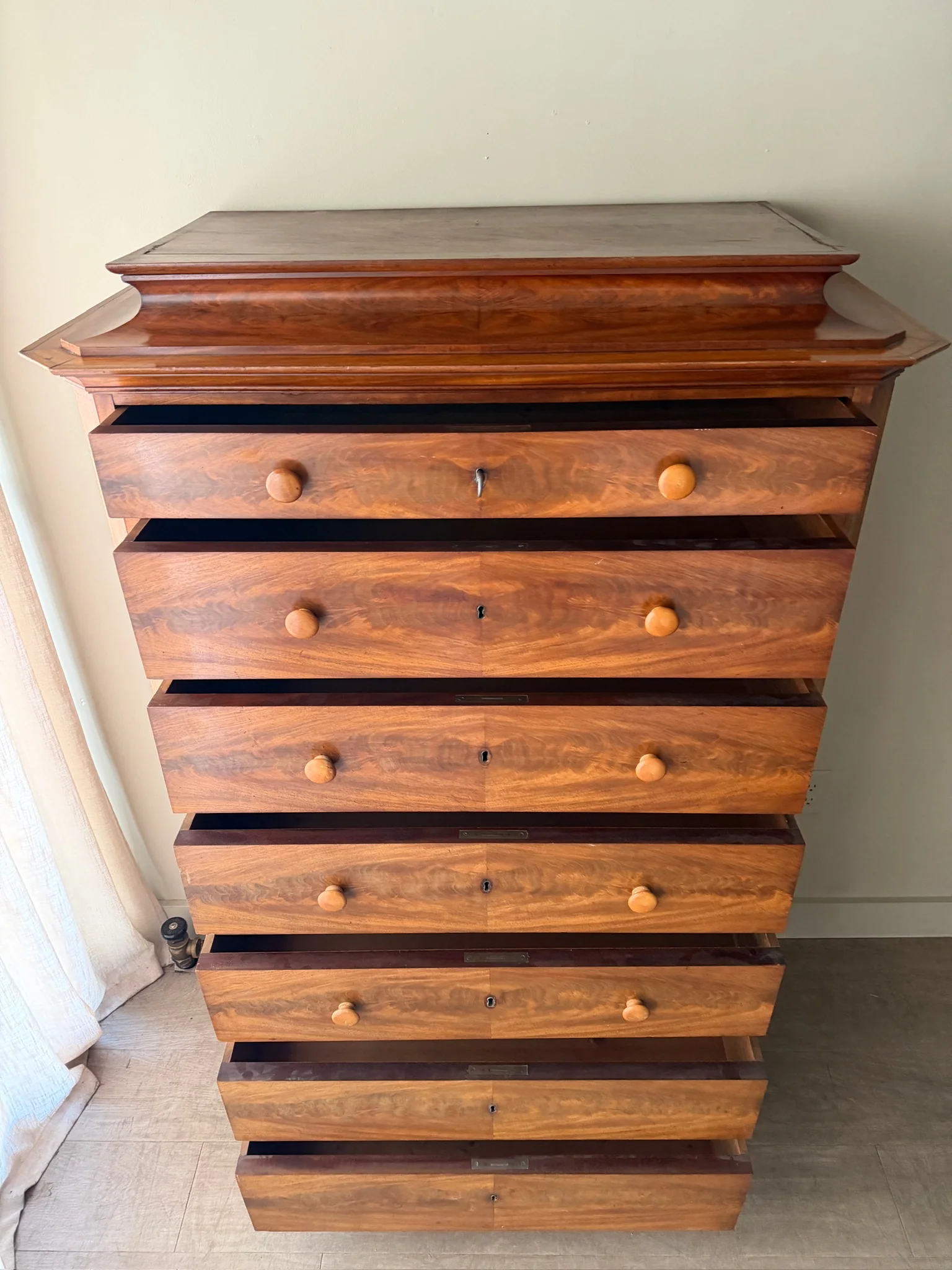 Scandinavian mahogany tallboy dresser - Image 7
