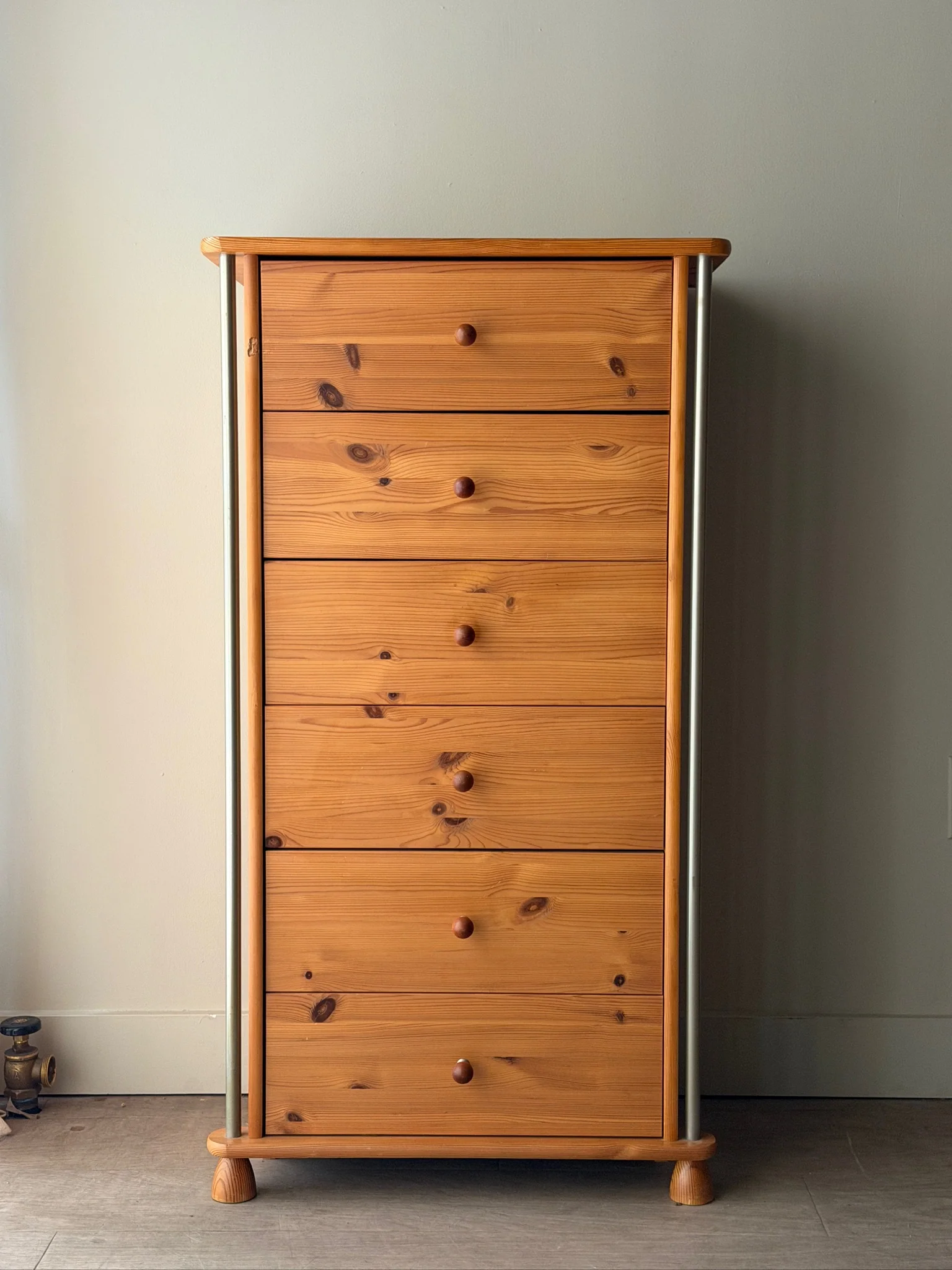 Scandinavian pine tallboy dresser
