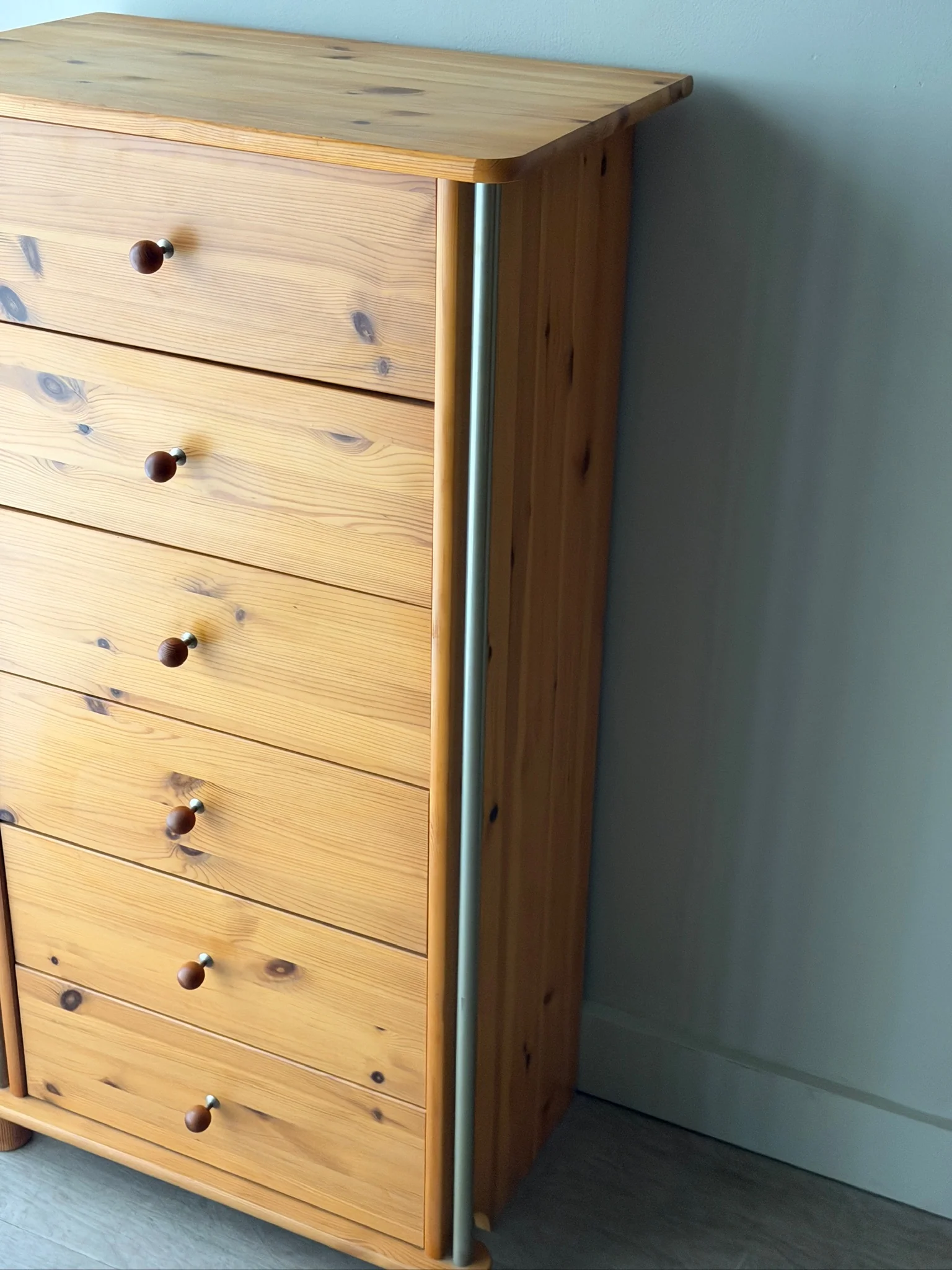 Scandinavian pine tallboy dresser - Image 4