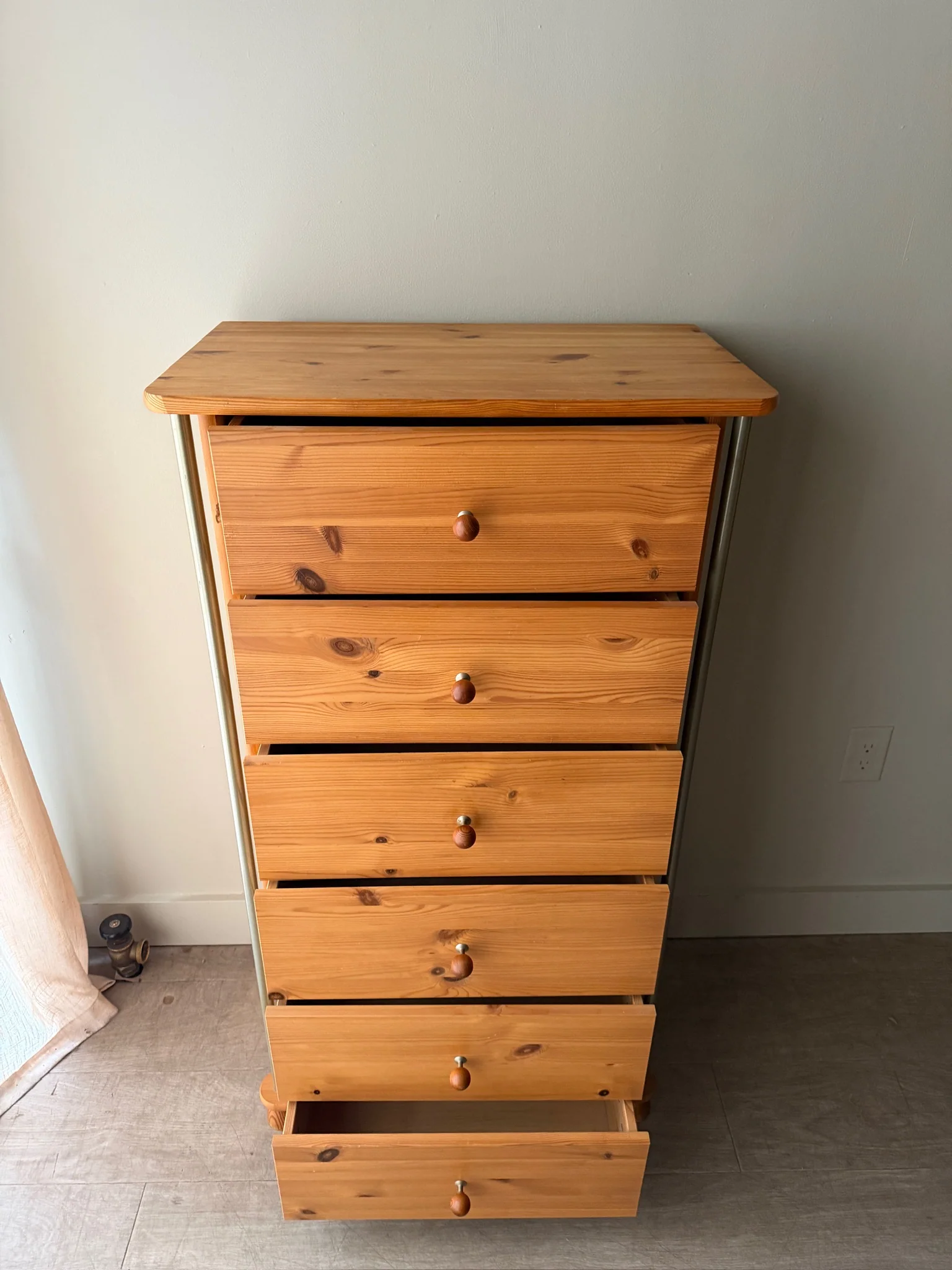 Scandinavian pine tallboy dresser - Image 5