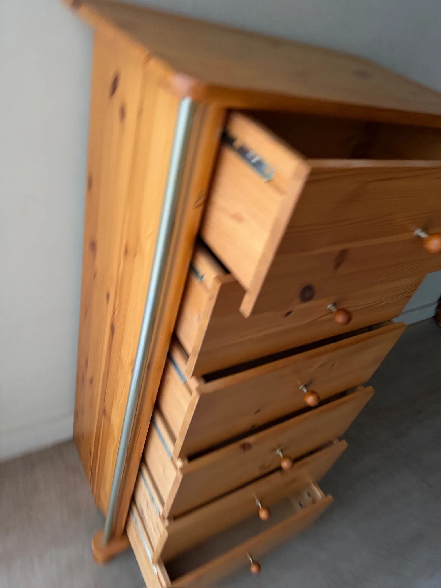 Scandinavian pine tallboy dresser - Image 6