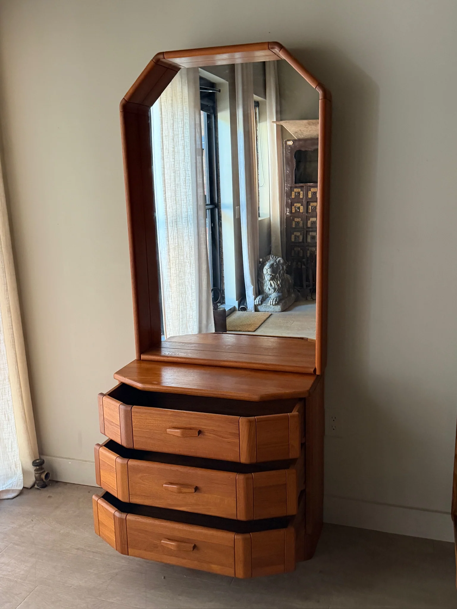 Scandinavian teak 3 drawer dresser with mirror - Image 3