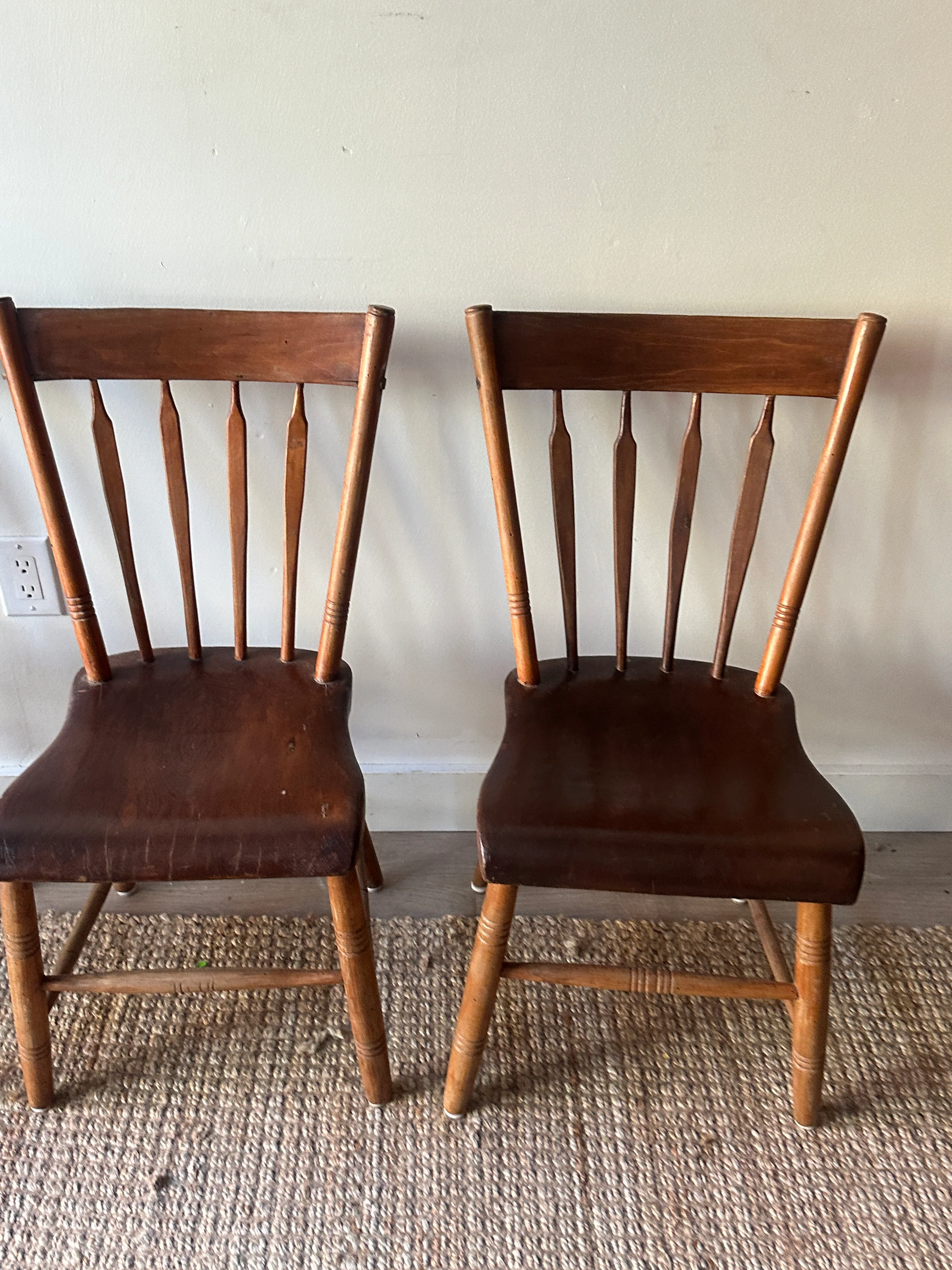 Set of 4 plank chairs. Sold as set. - Image 3