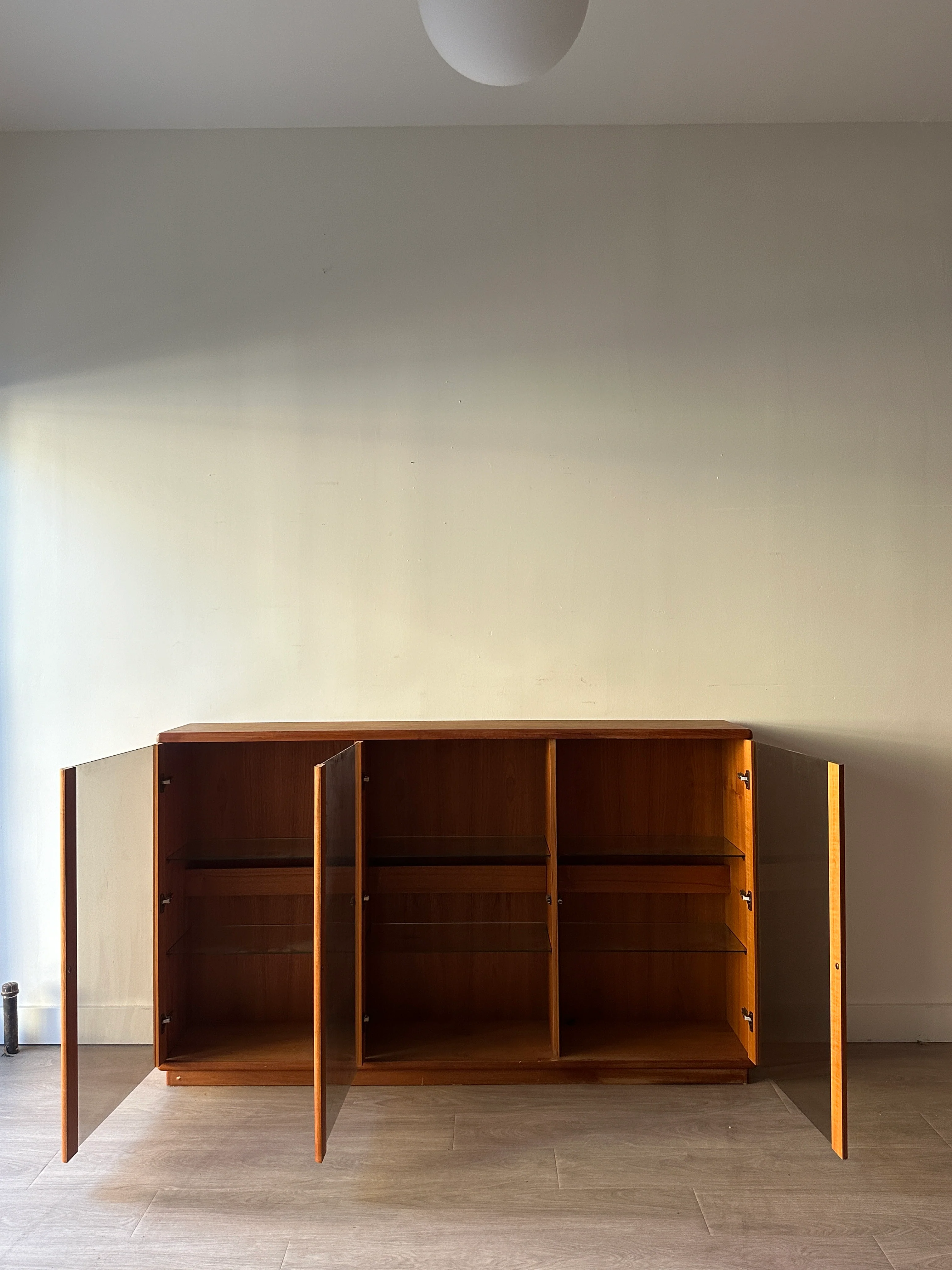 Smoked glass and teak bookcase - Image 6