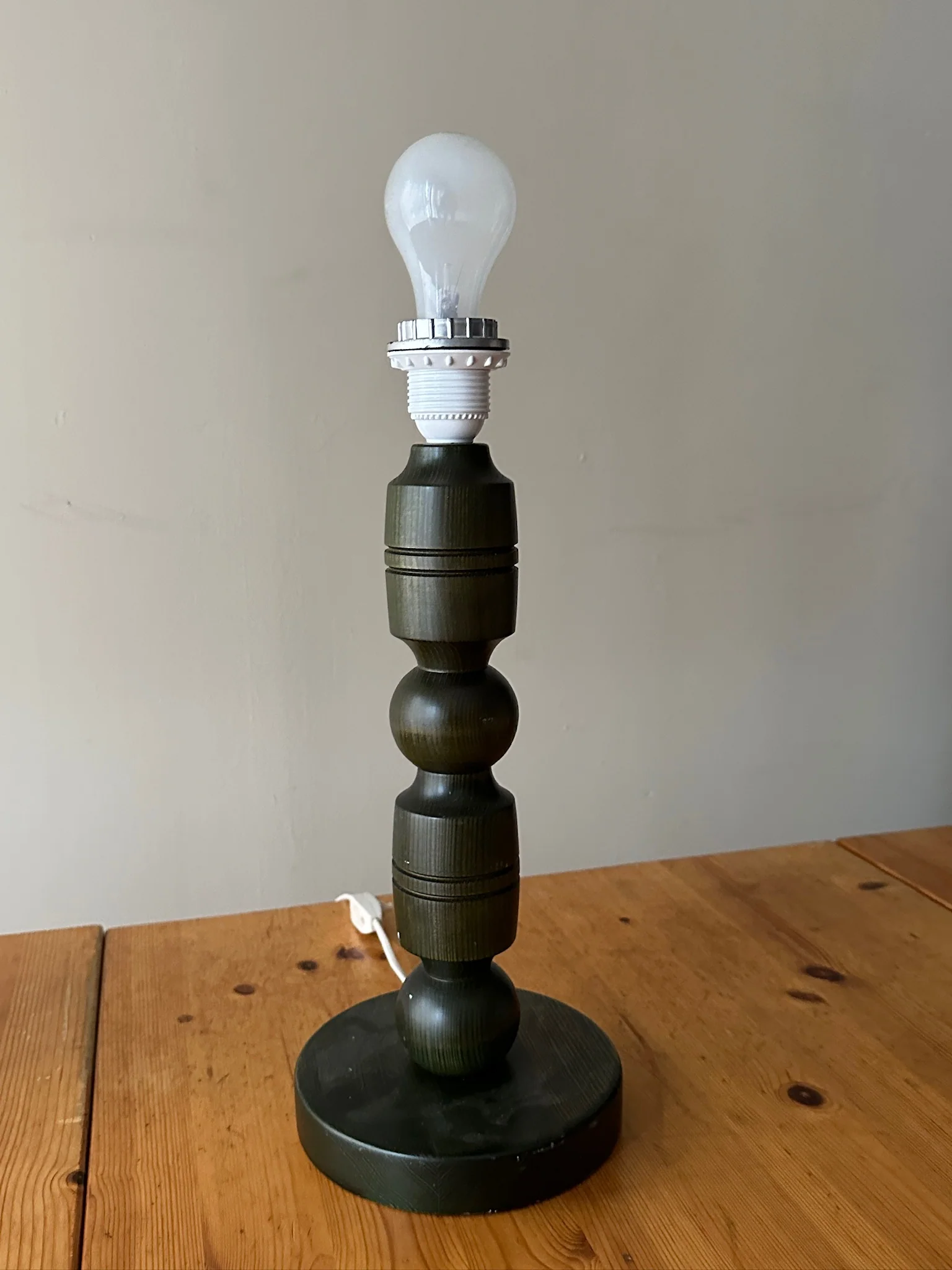 Swedish green stained pine table lamp