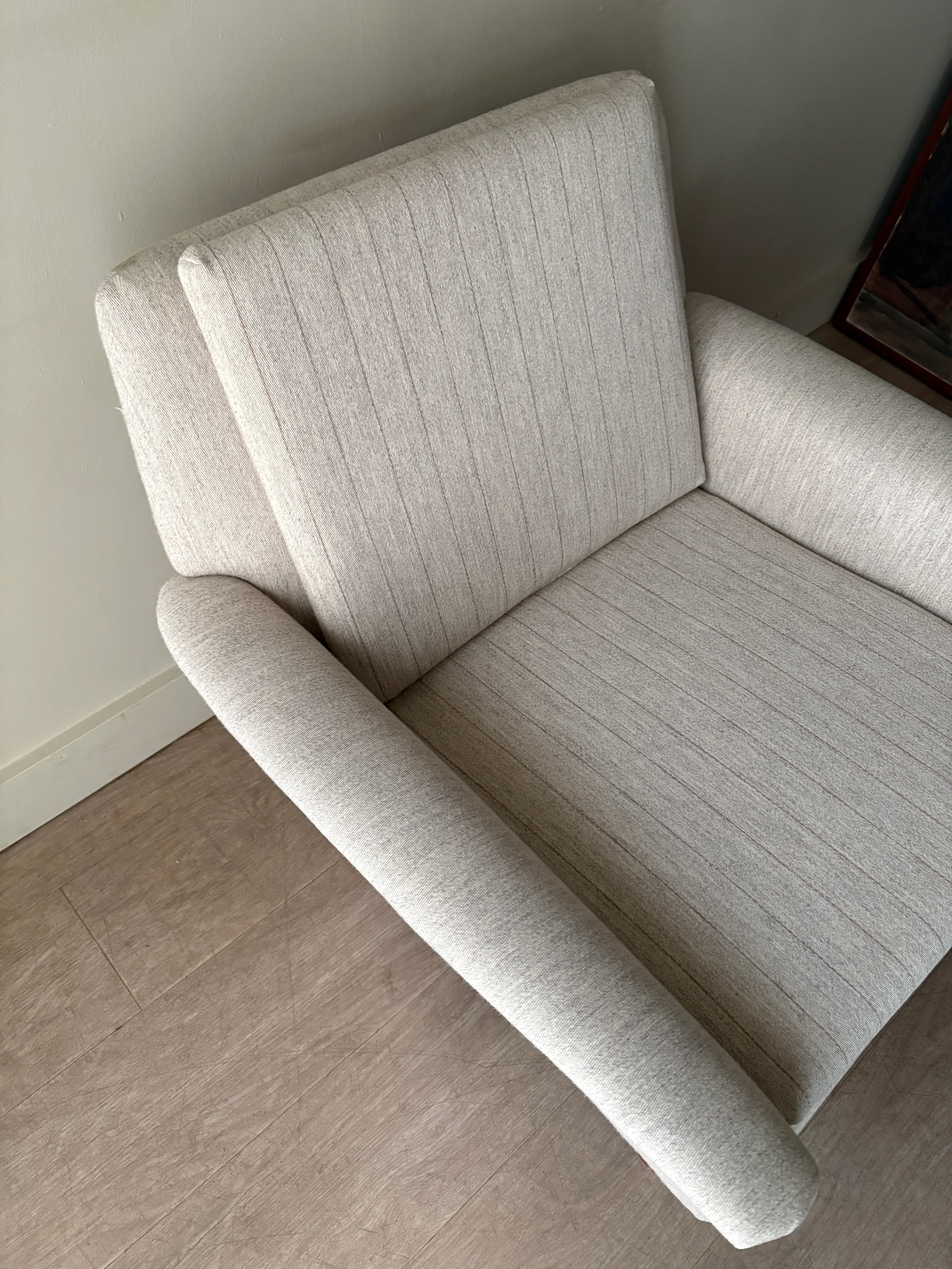 Swedish oatmeal striped lounge chair - Image 3