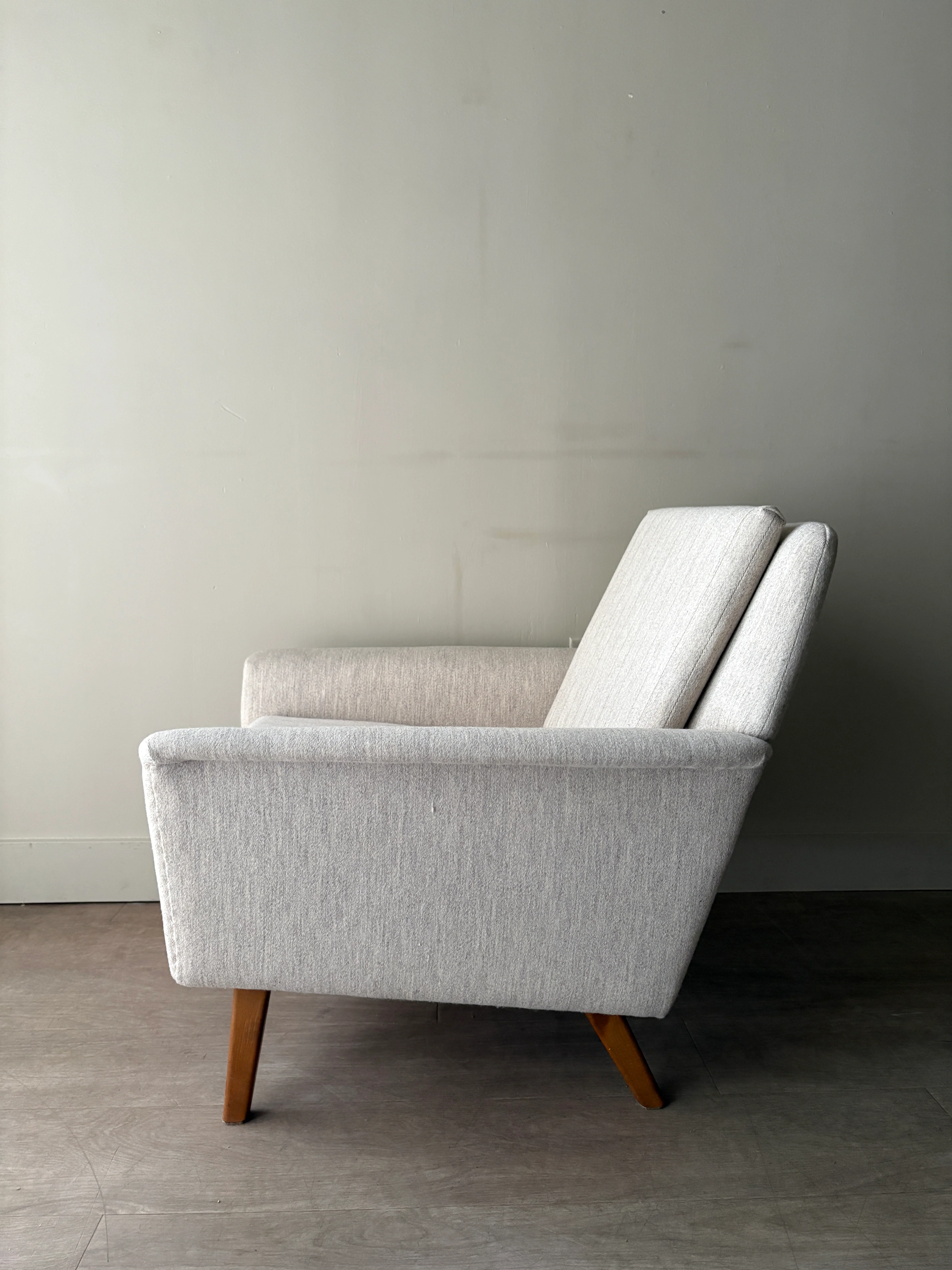 Swedish oatmeal striped lounge chair - Image 6