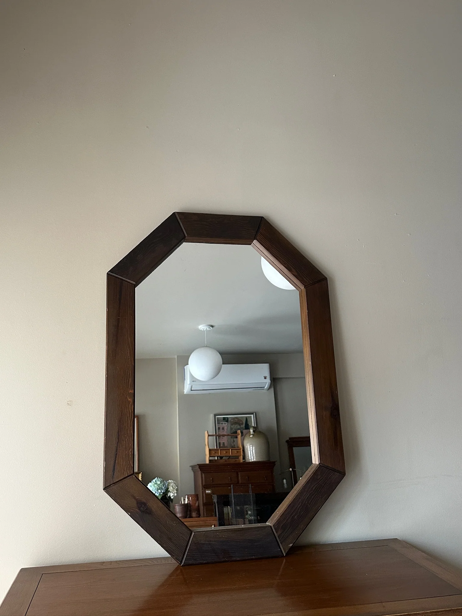 Swedish pine octagonal mirror - Image 4