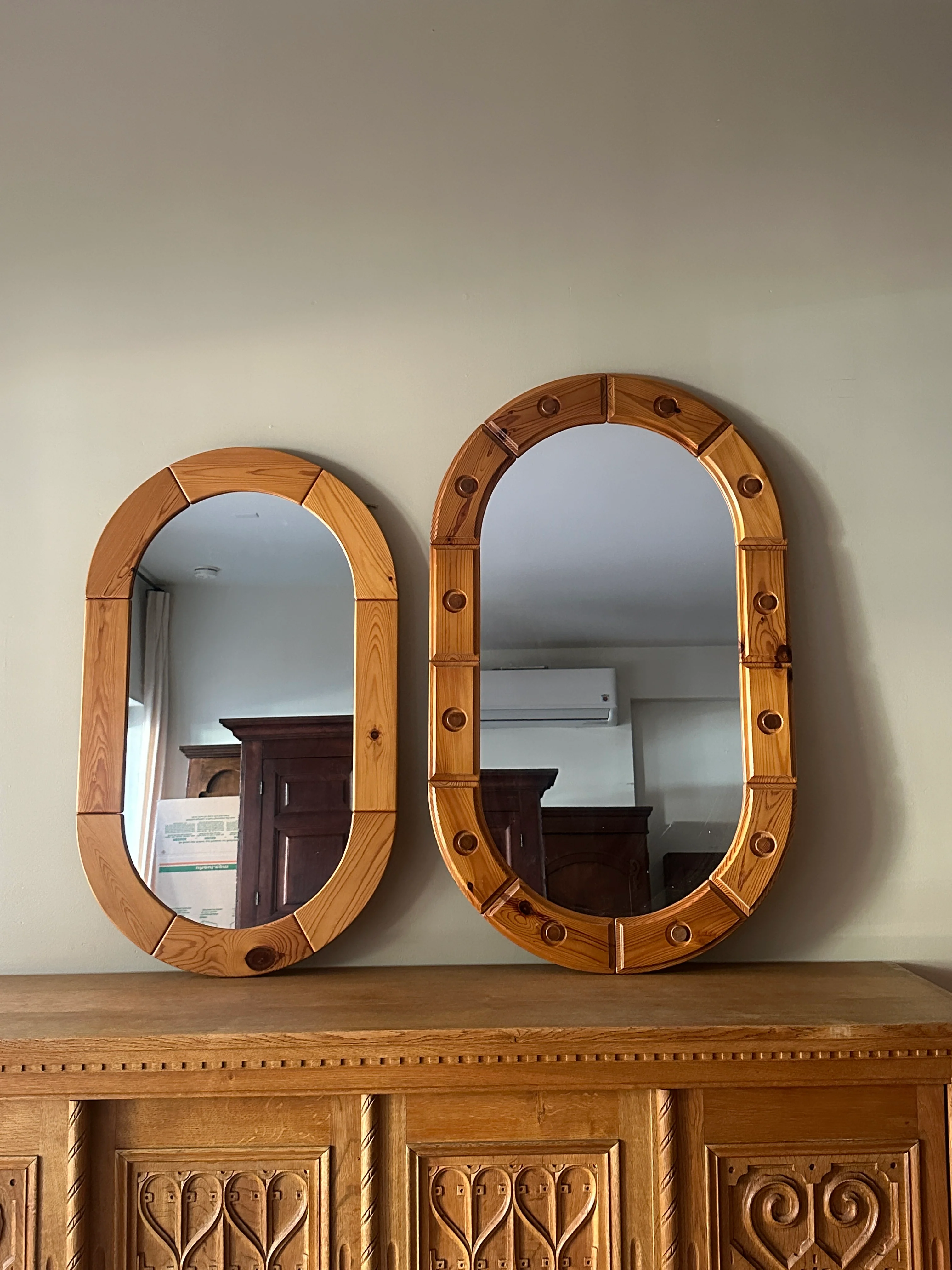Swedish pine wall mirror - Image 4