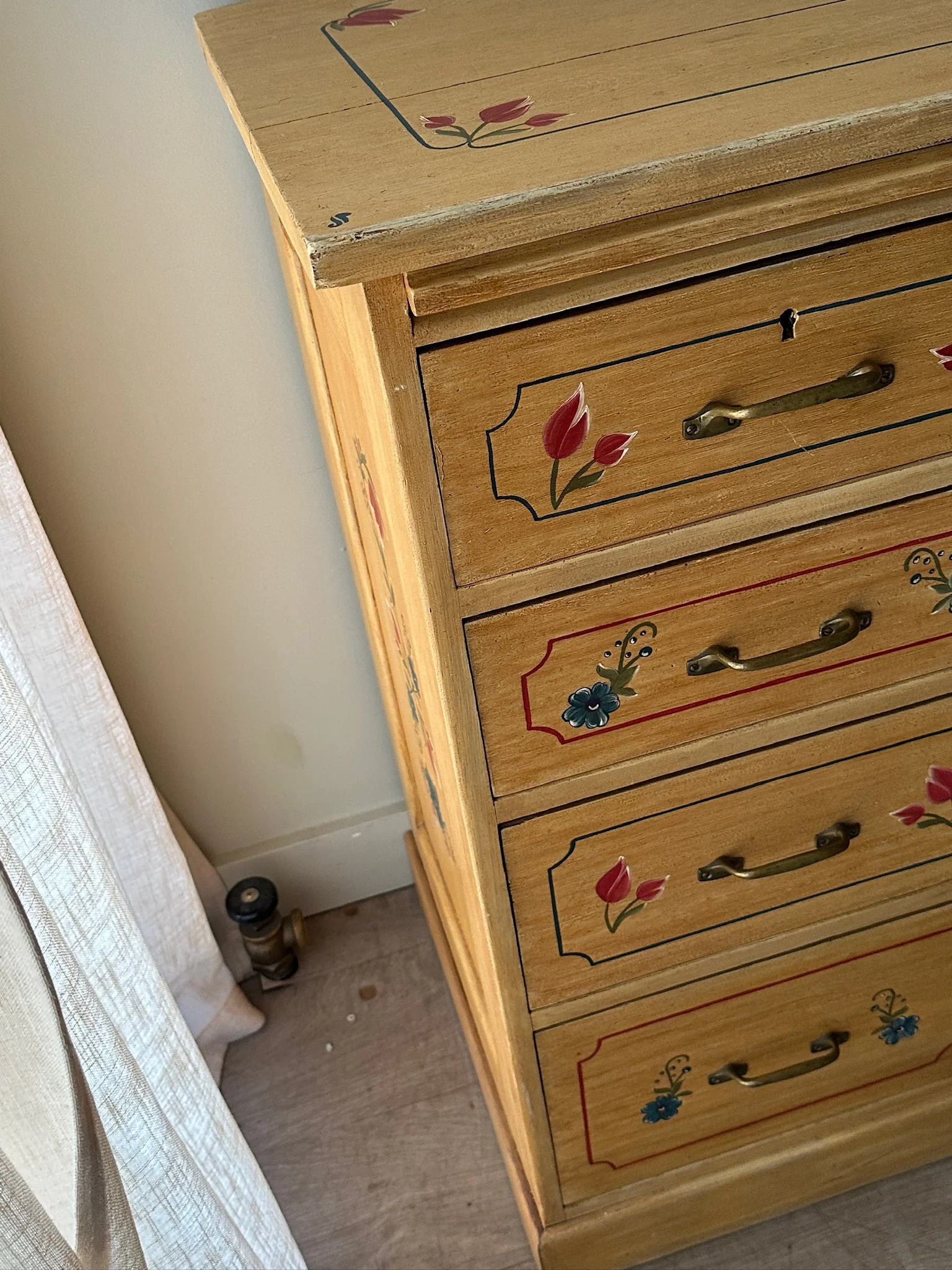 Swiss hand painted folk cabinet - Image 4