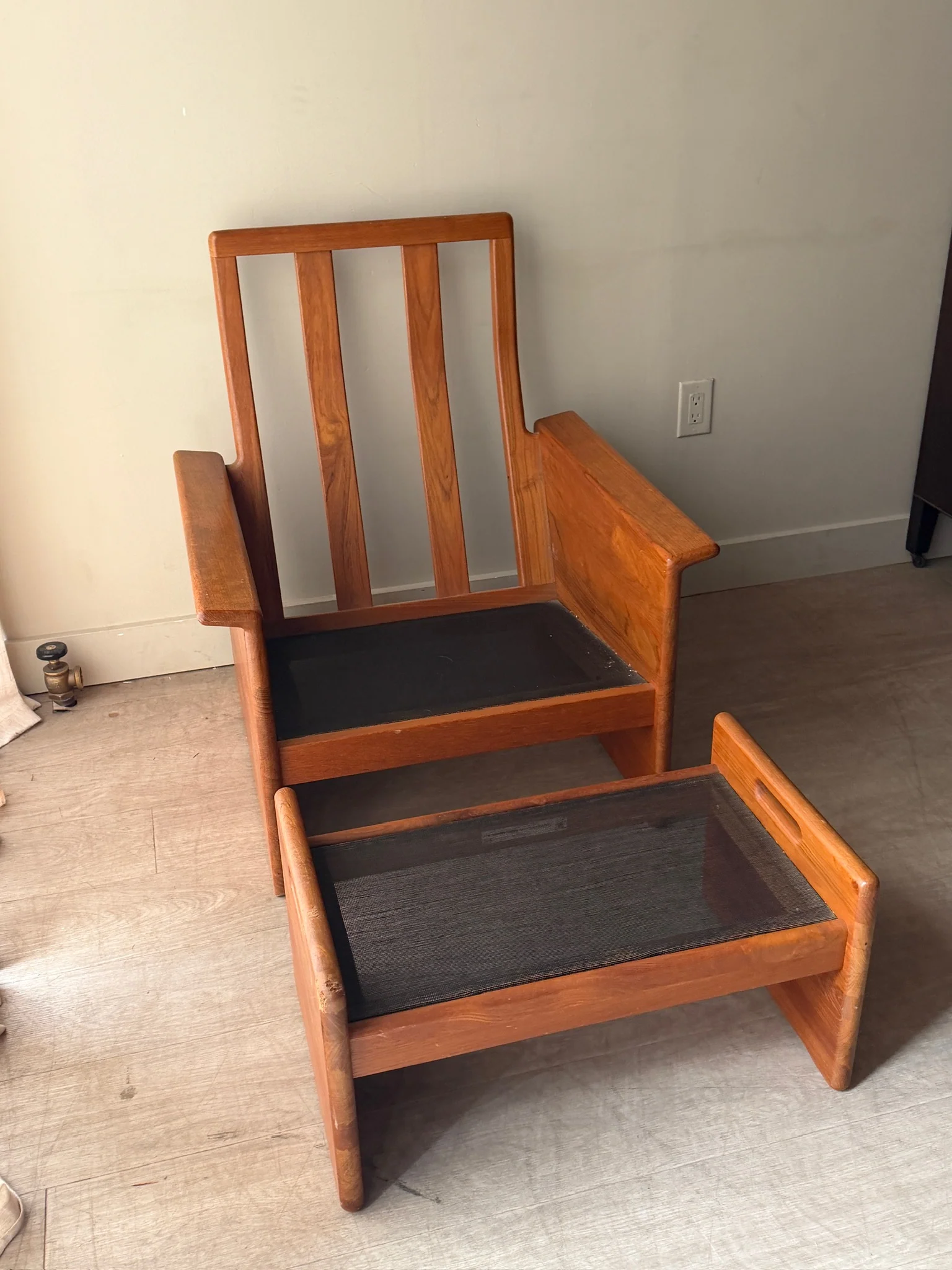 Tarm Stole Danish teak armchair and ottoman (frame only) - Image 2