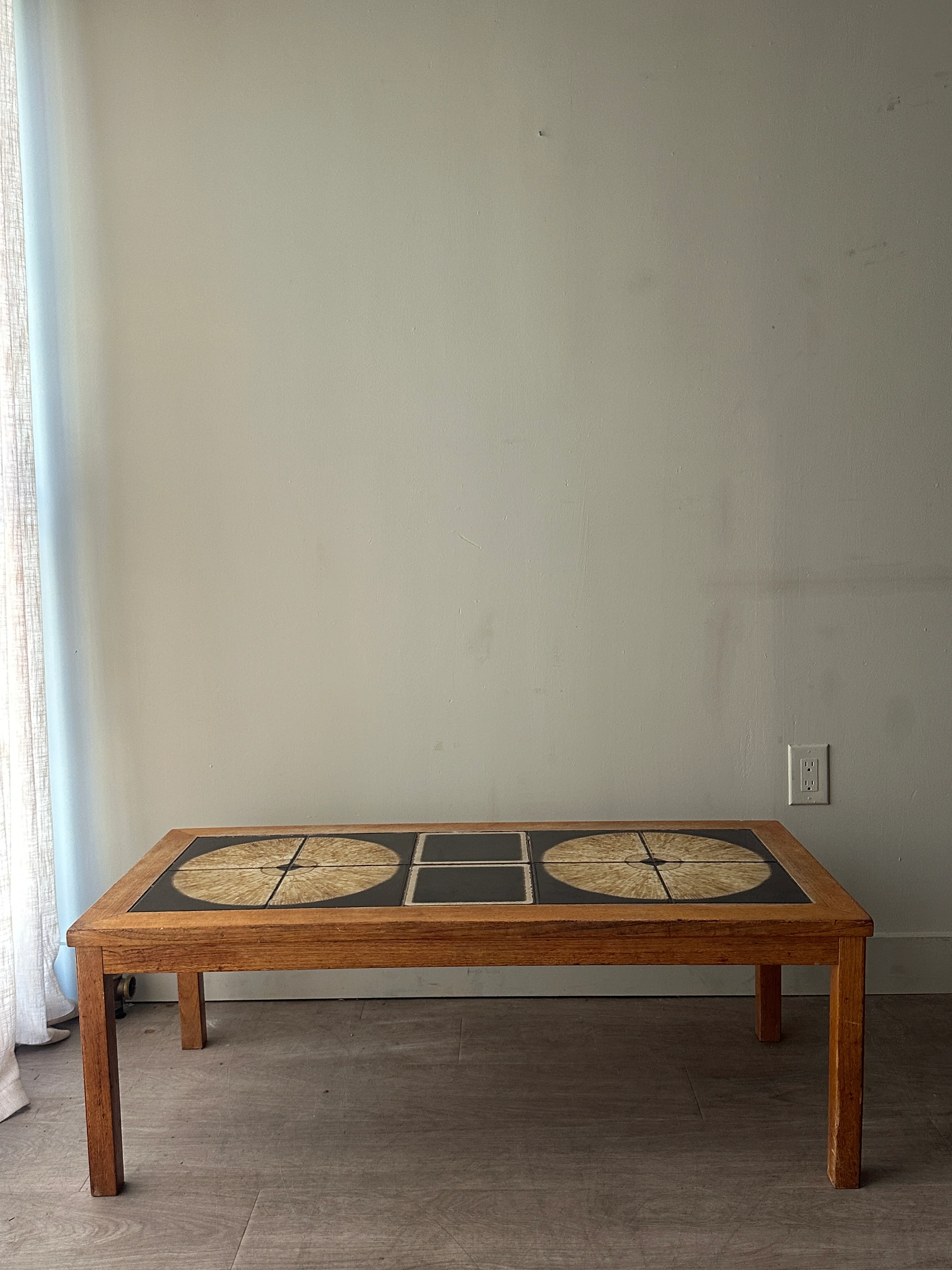 Teak and tile inlay coffee table