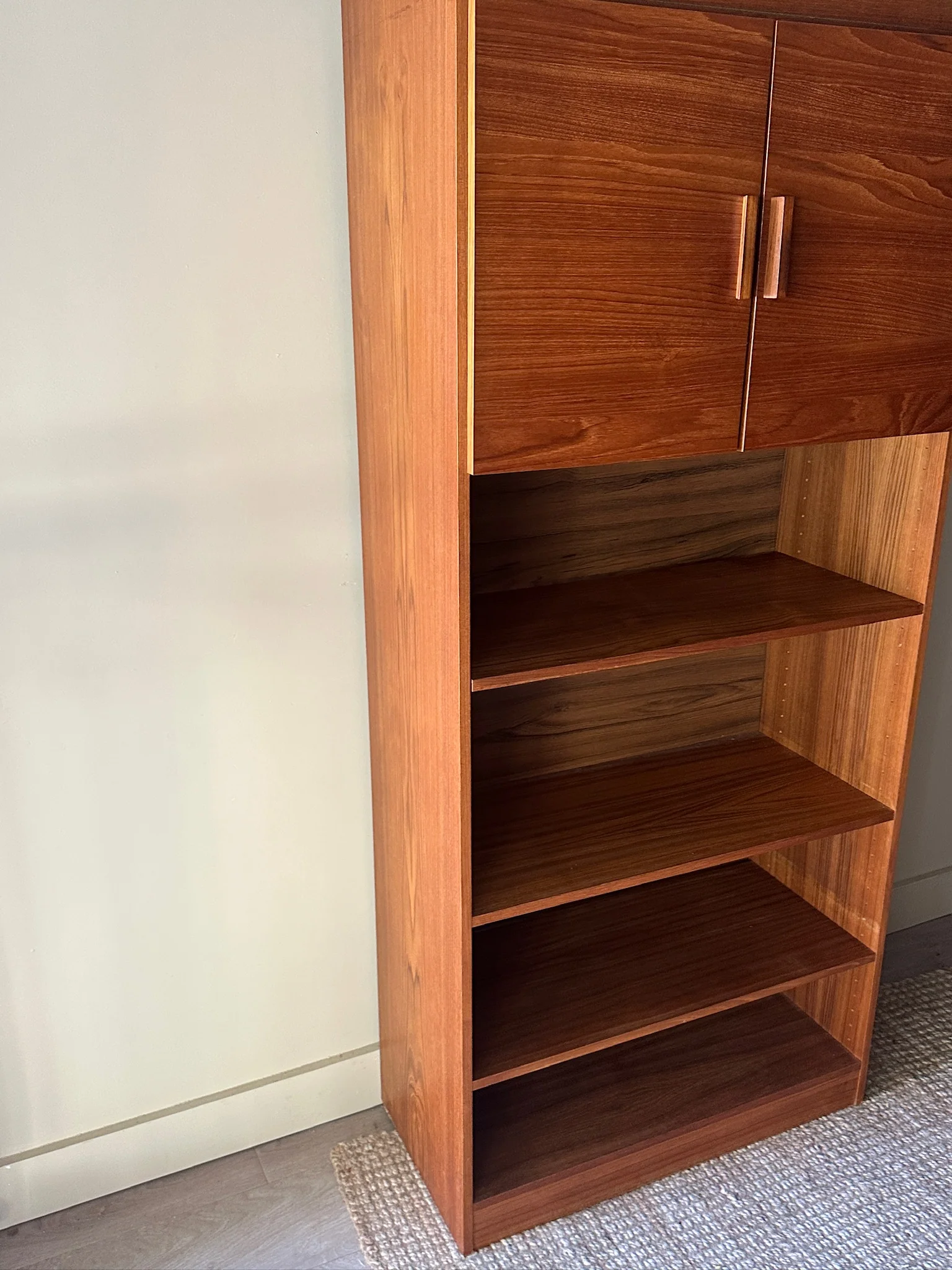 Teak Bookshelf with Upper Cabinet - Image 2