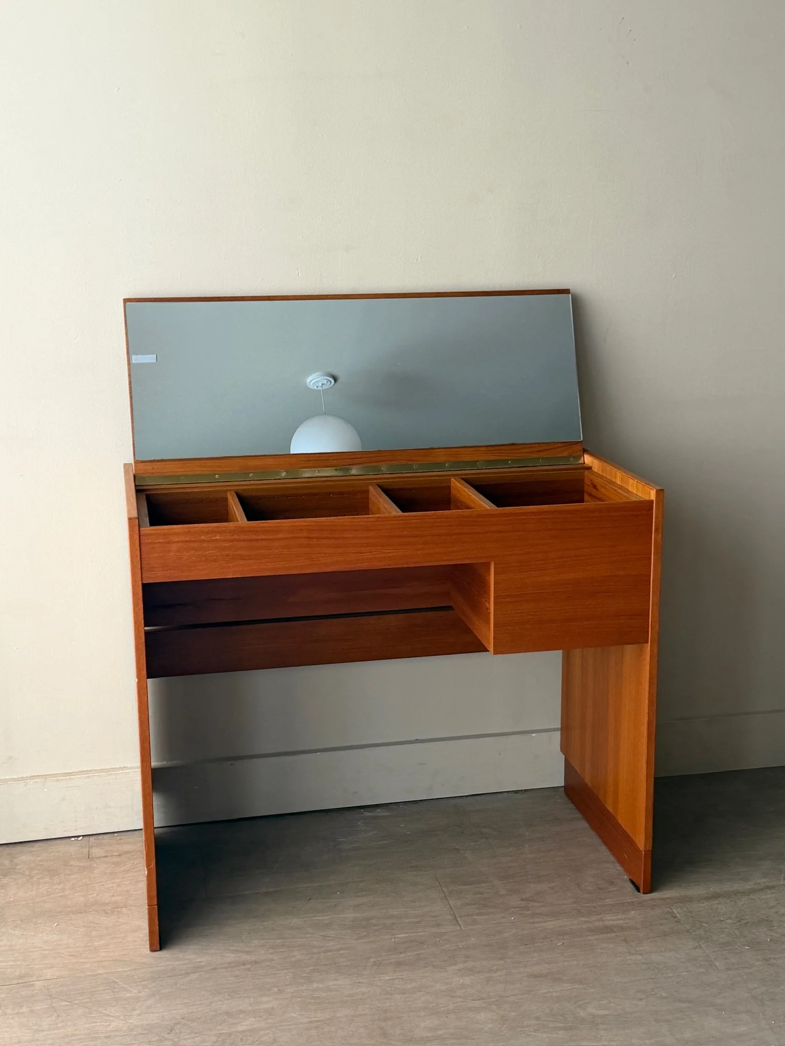 Danish flip top teak vanity - Image 5