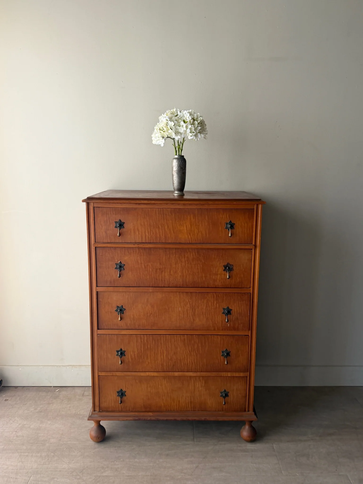 Tiger maple tallboy dresser - Image 2