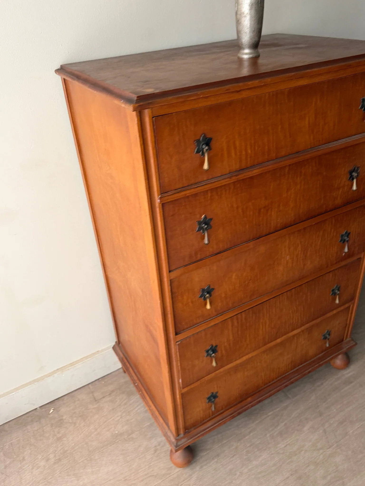 Tiger maple tallboy dresser - Image 3