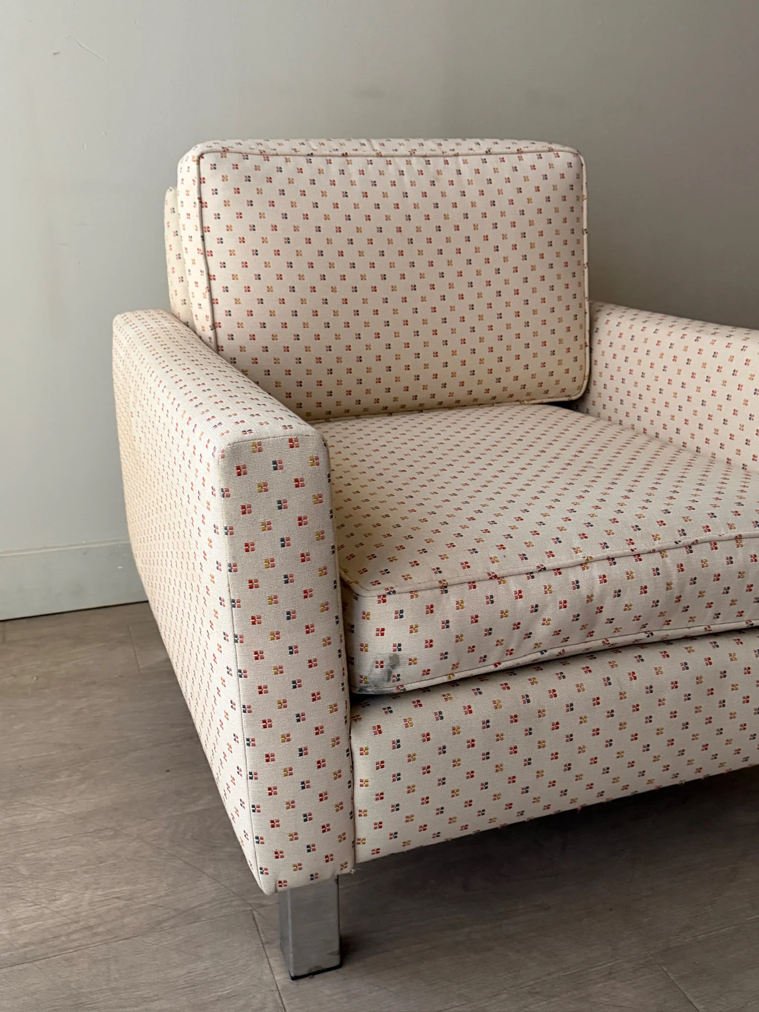 Upholstered chrome armchair - Image 3