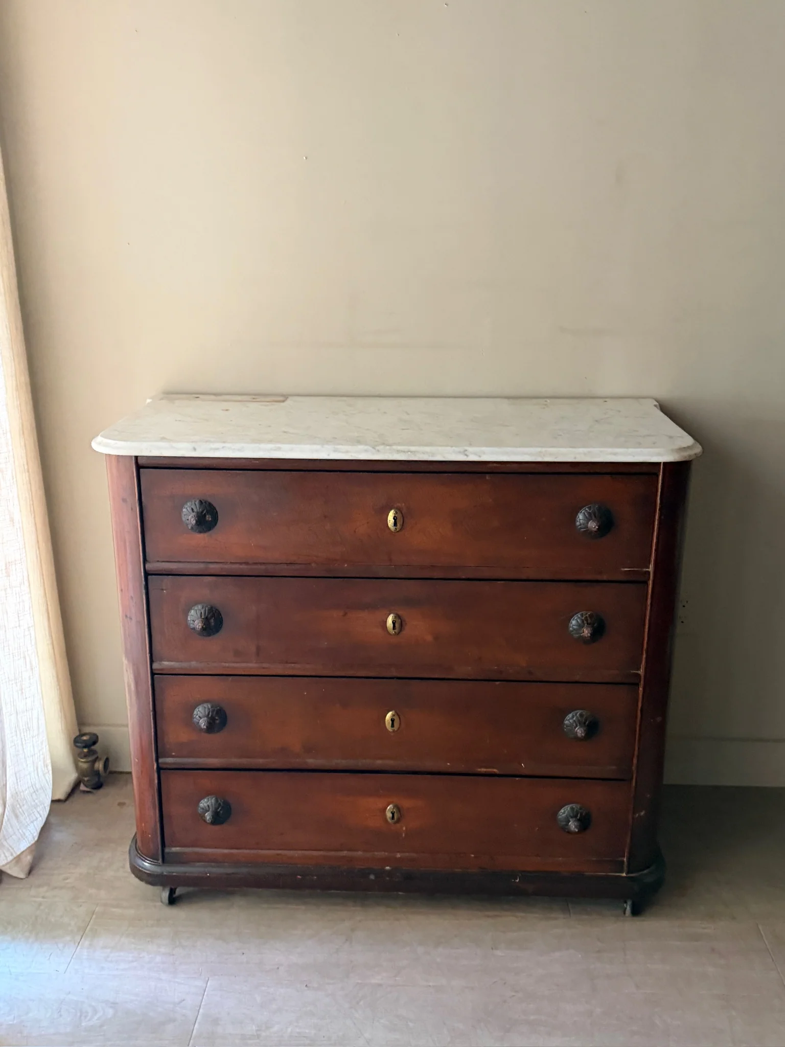 Victorian marble top walnut dresser - Image 2