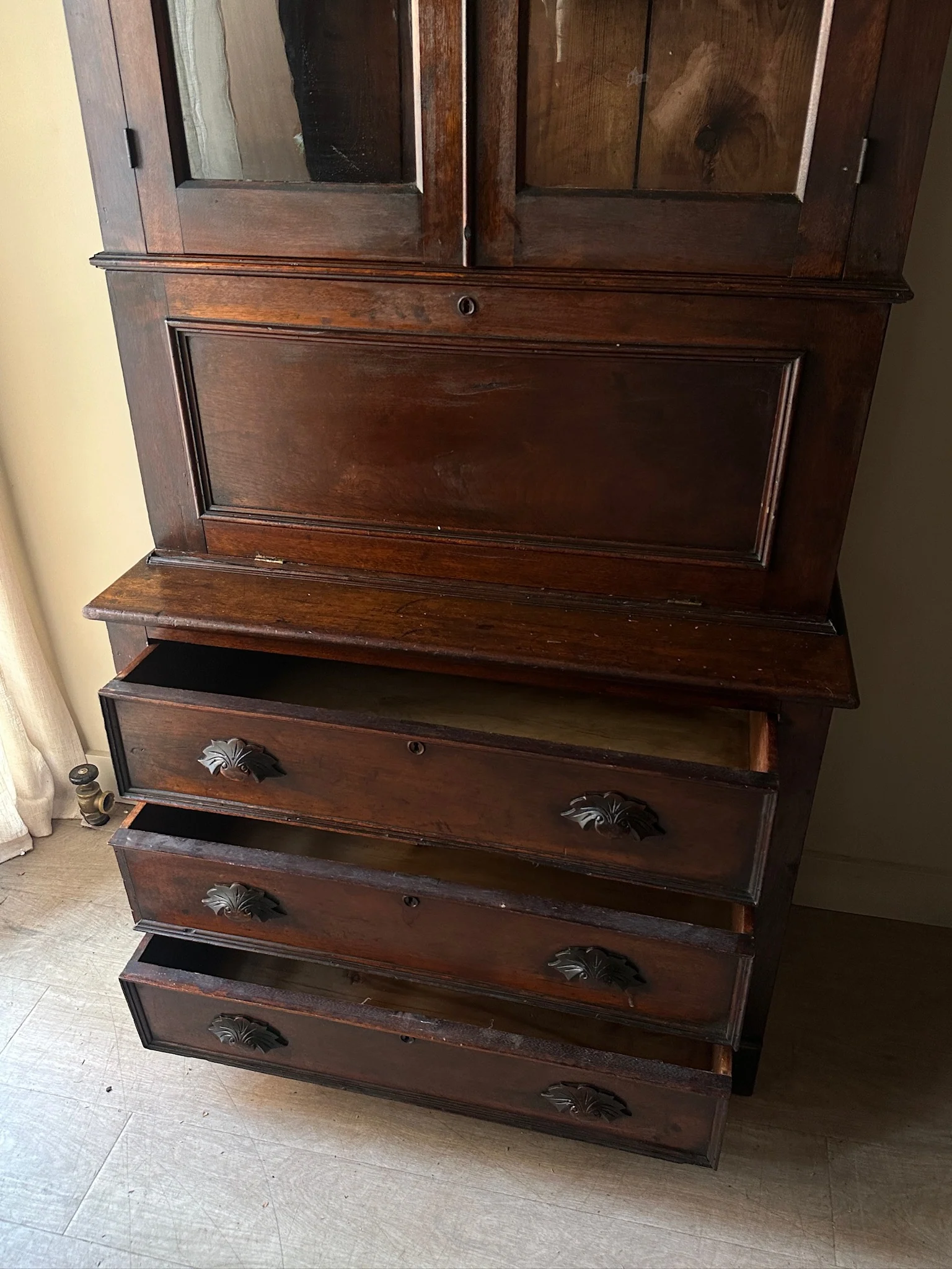 Victorian walnut secretary desk - Image 6