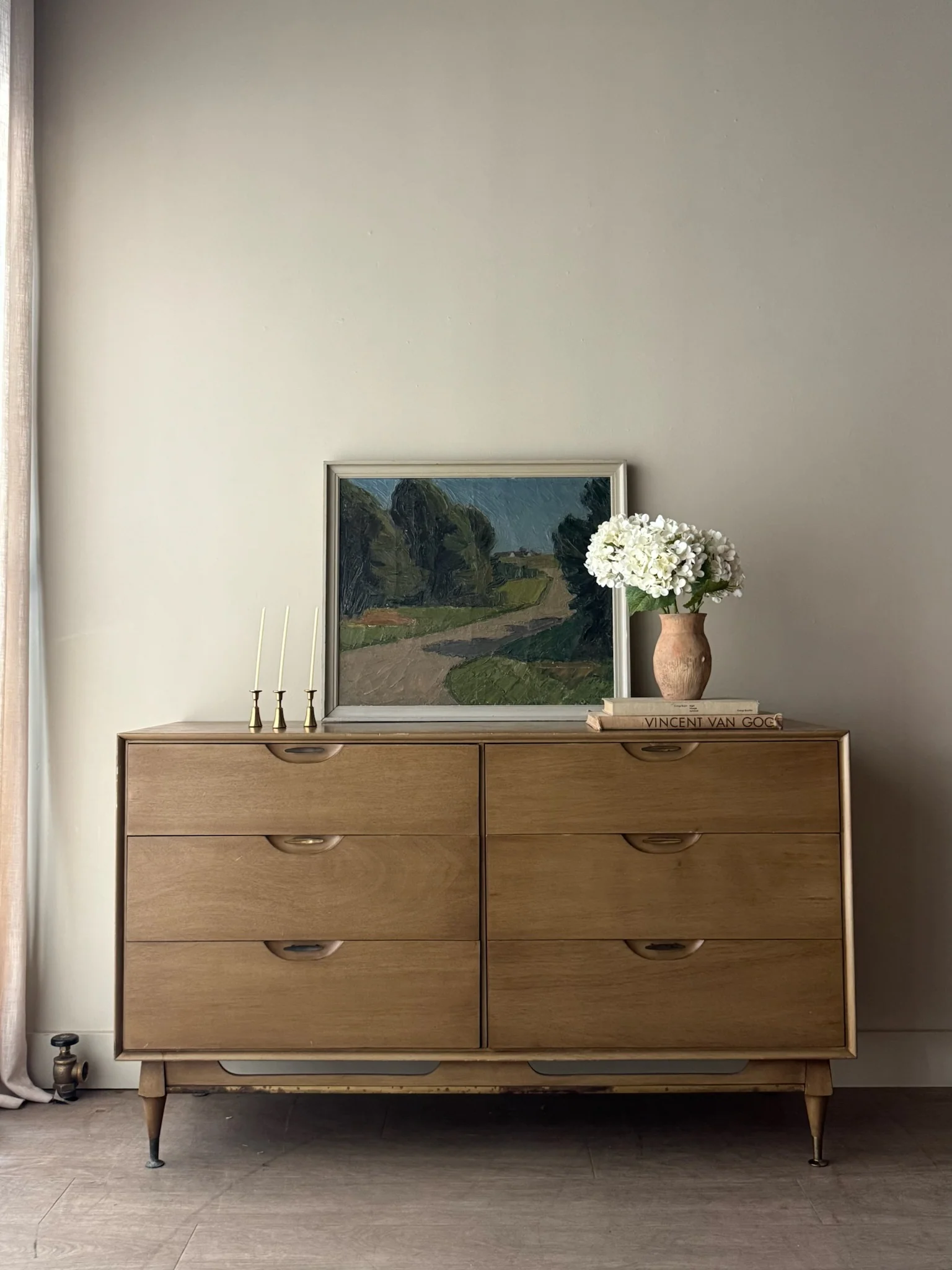 Walnut 6 drawer dresser