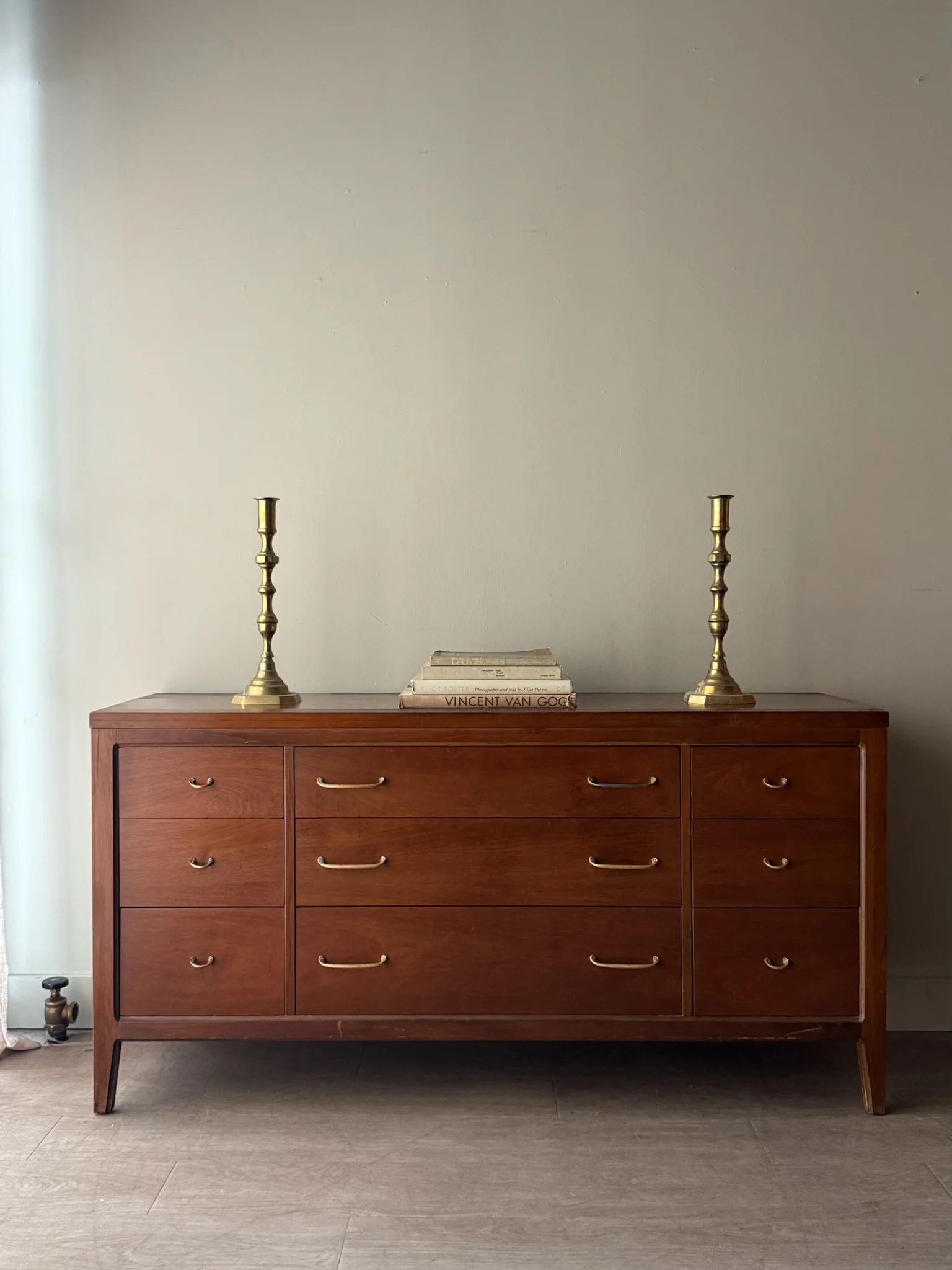 Walnut and brass dresser