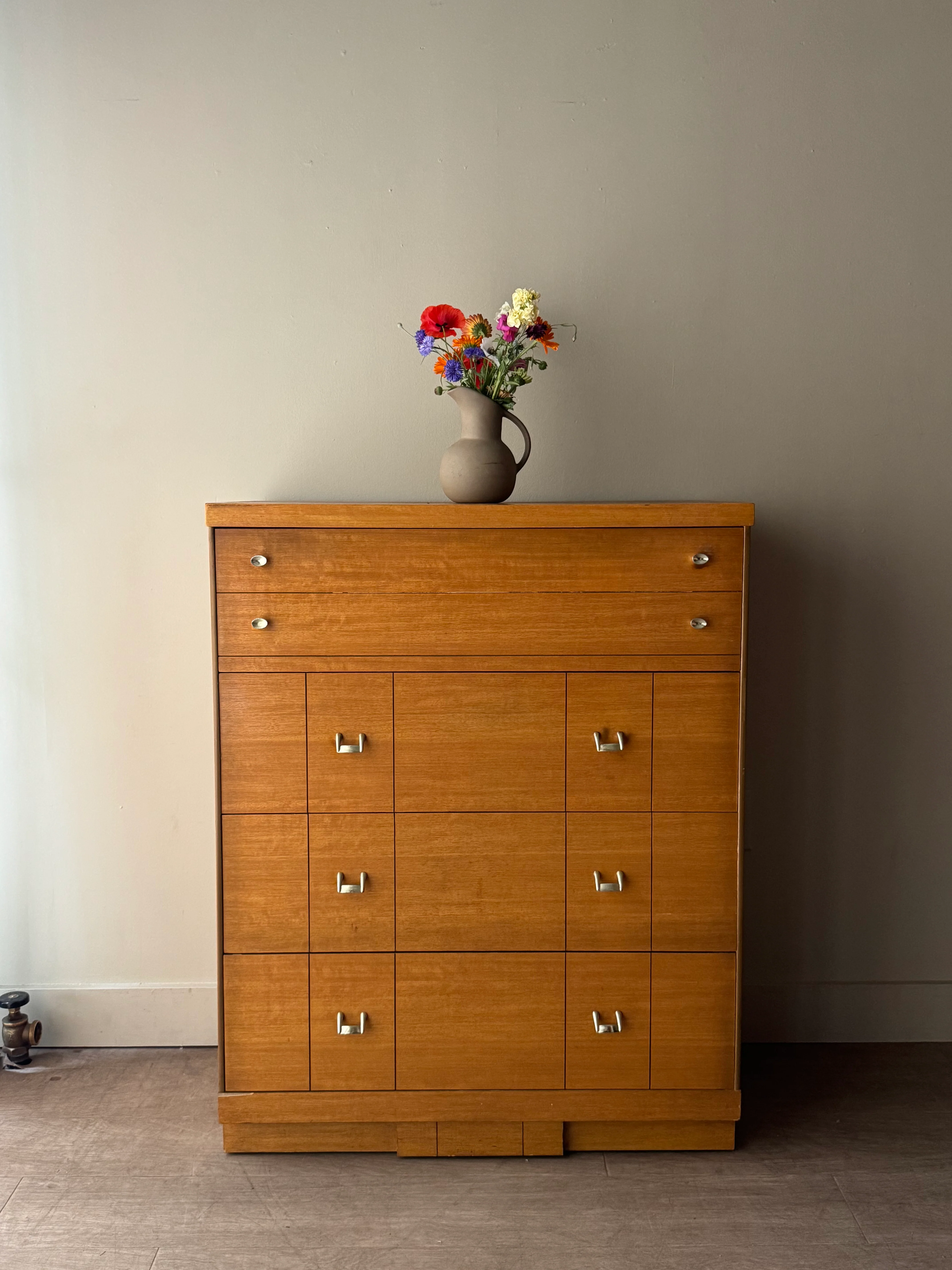 Walnut Dresser with Silver pulls