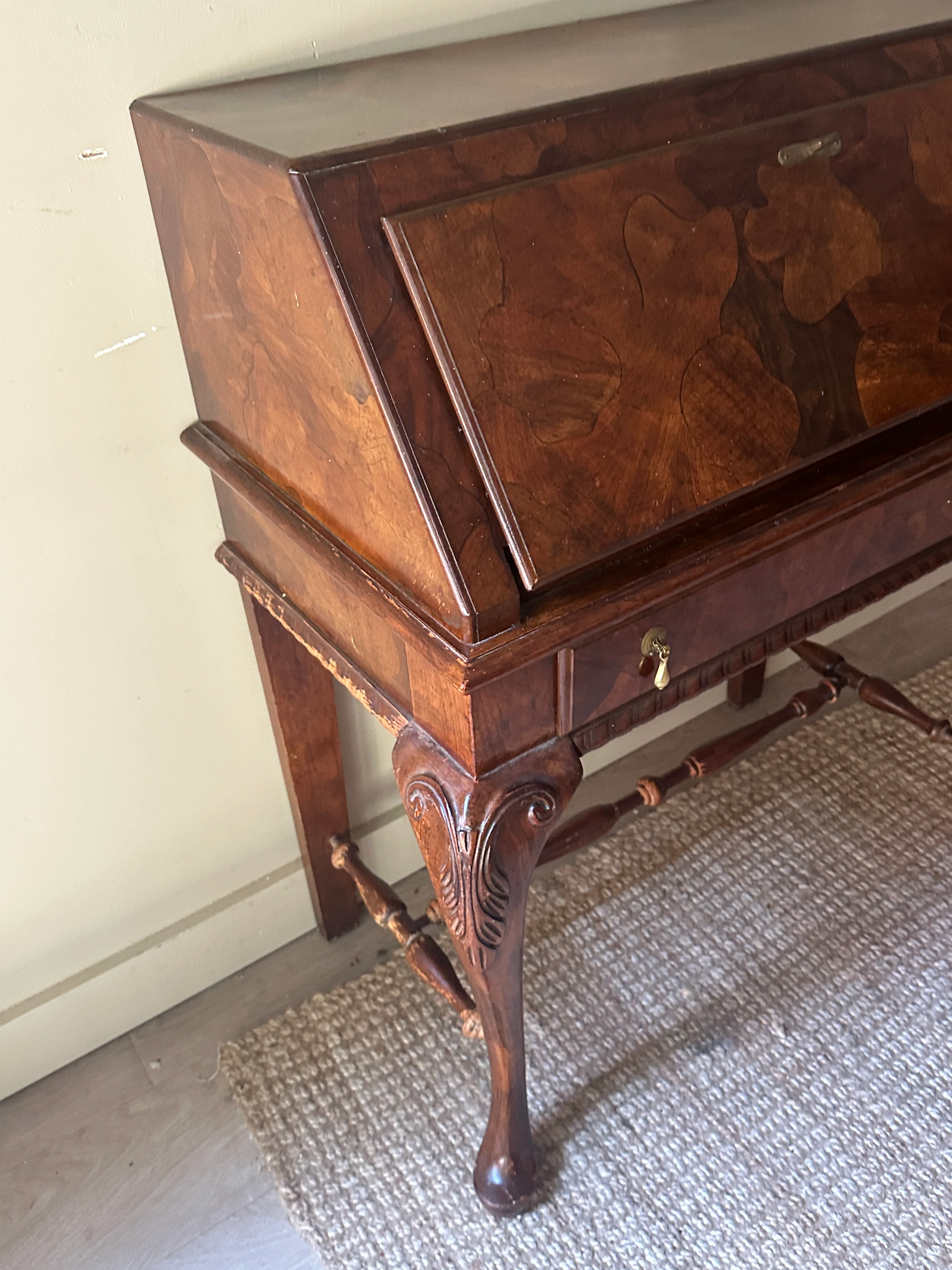 Walnut inlay secretary desk - Image 2