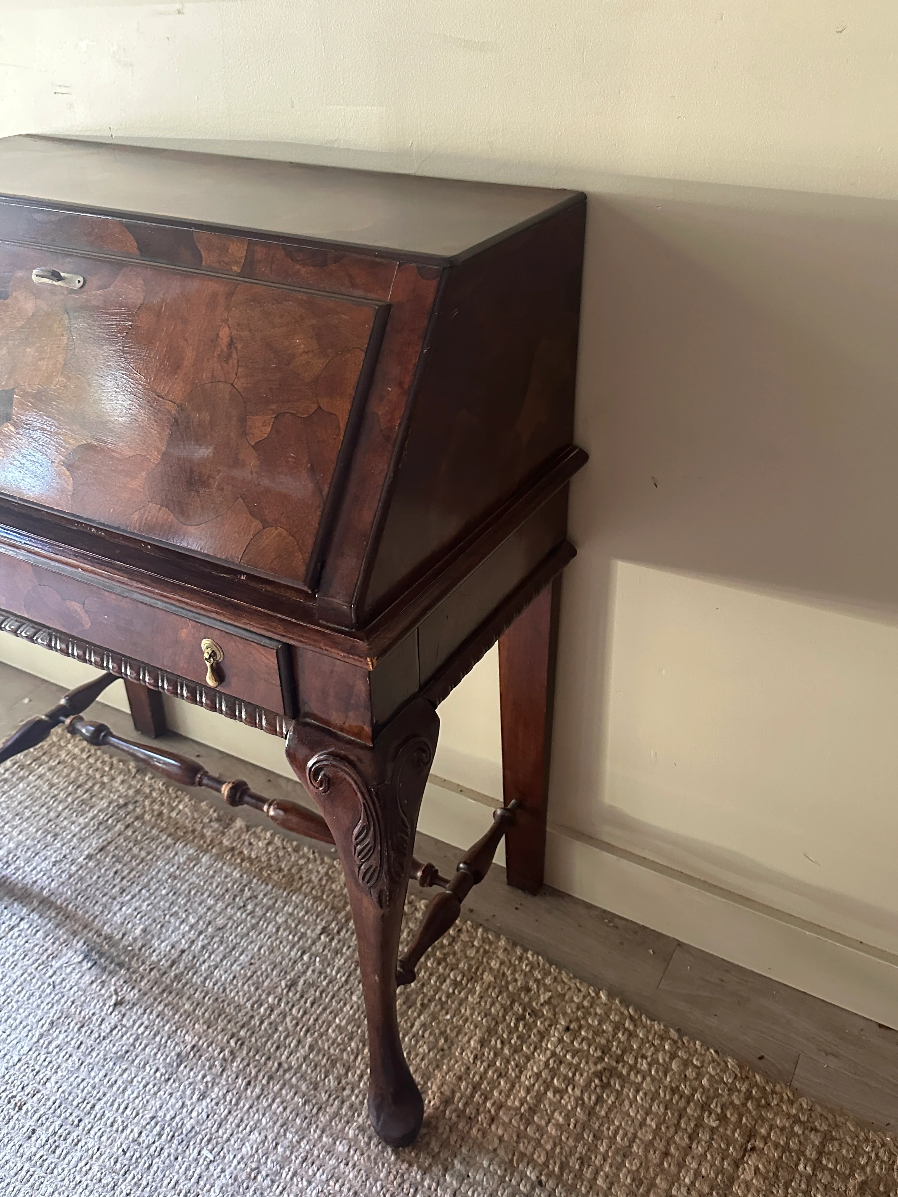 Walnut inlay secretary desk - Image 3