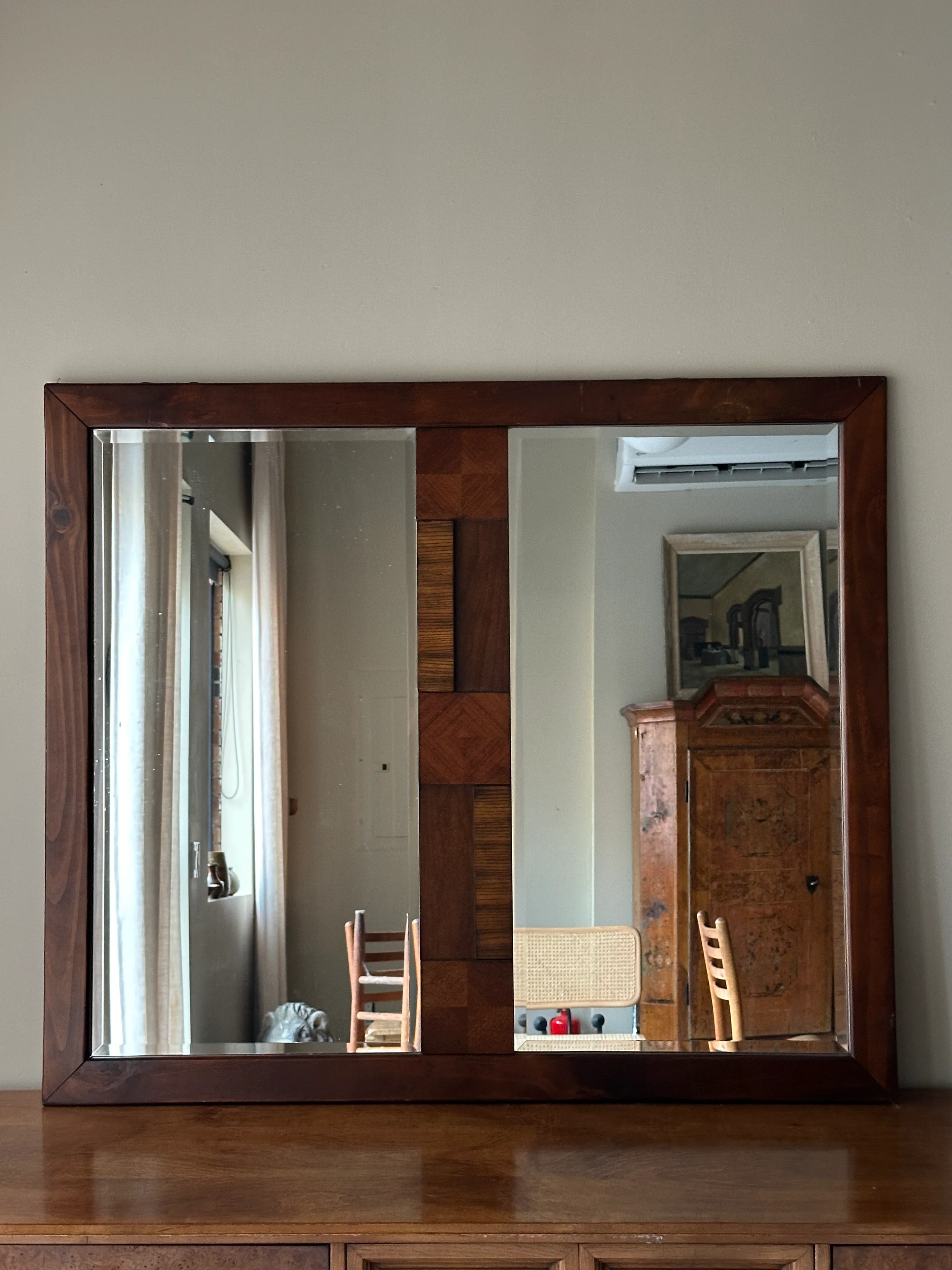 Brutalist walnut mirror - Image 3