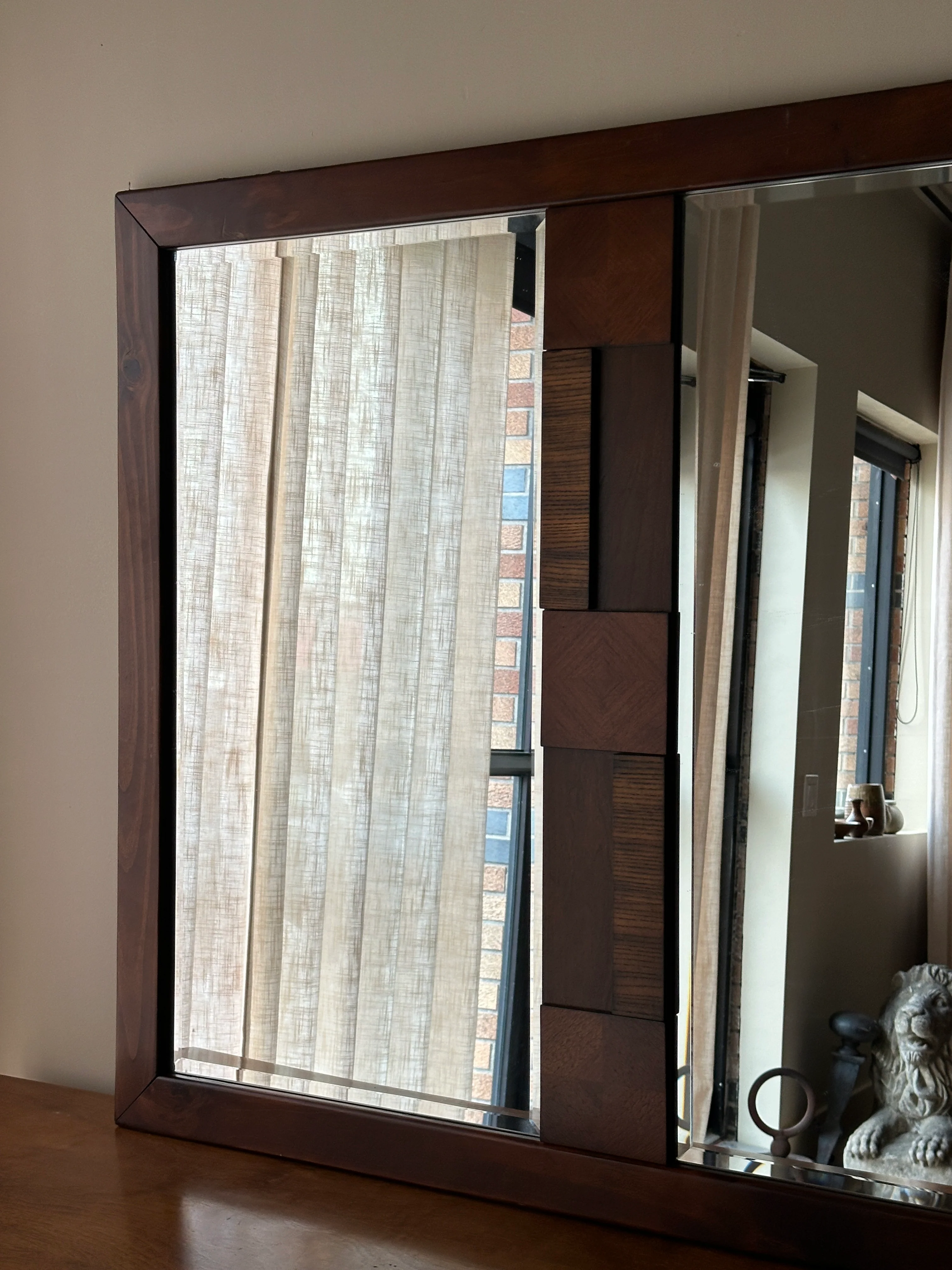 Brutalist walnut mirror - Image 4