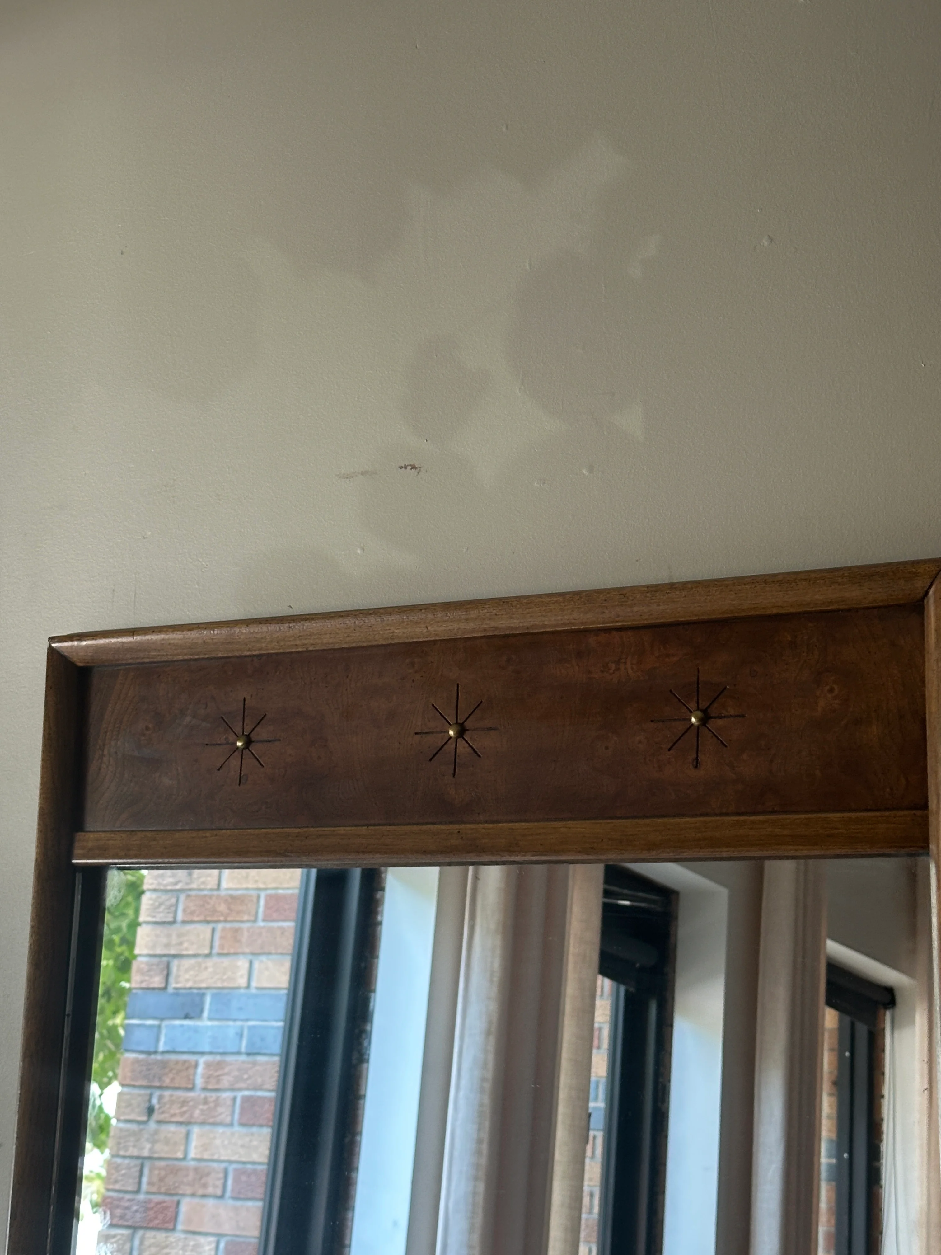 Walnut mirror with stars - Image 3