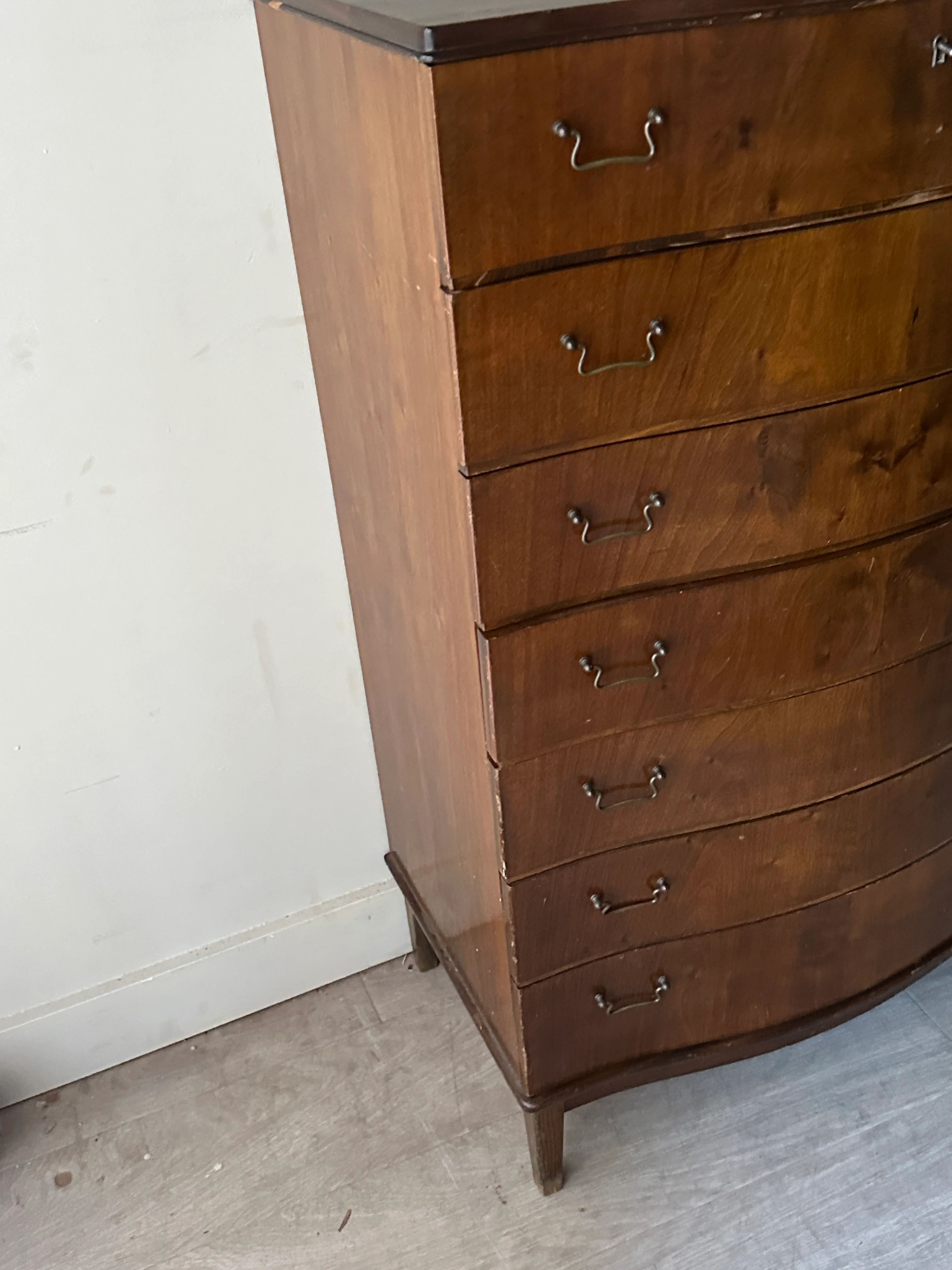 Walnut serpentine front dresser - Image 3