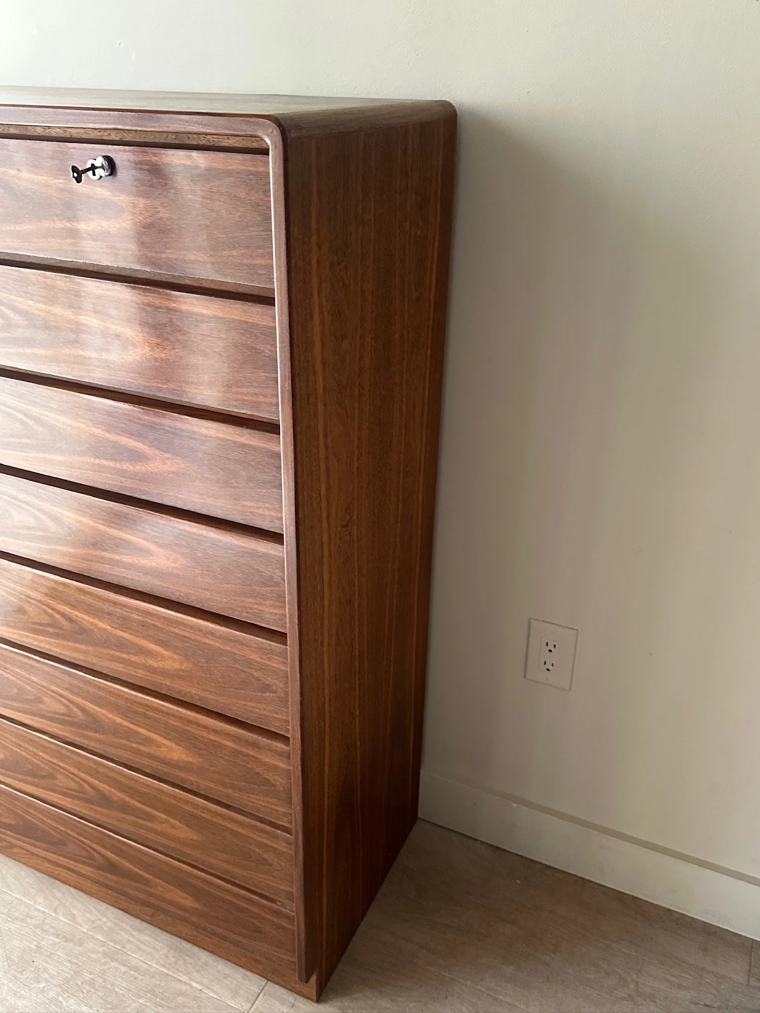 Walnut tallboy dresser - Image 4