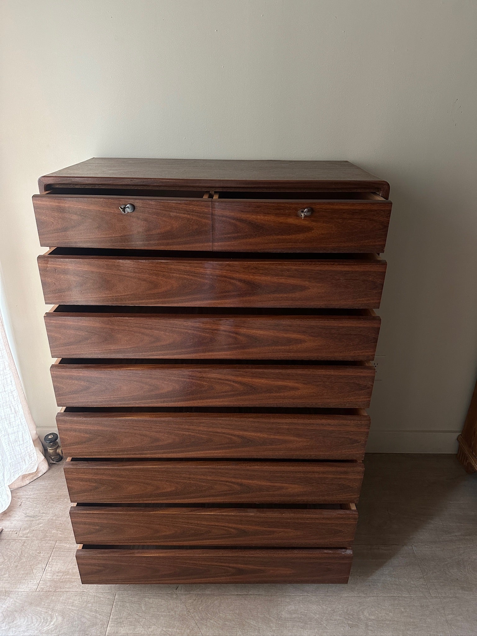 Walnut tallboy dresser - Image 5