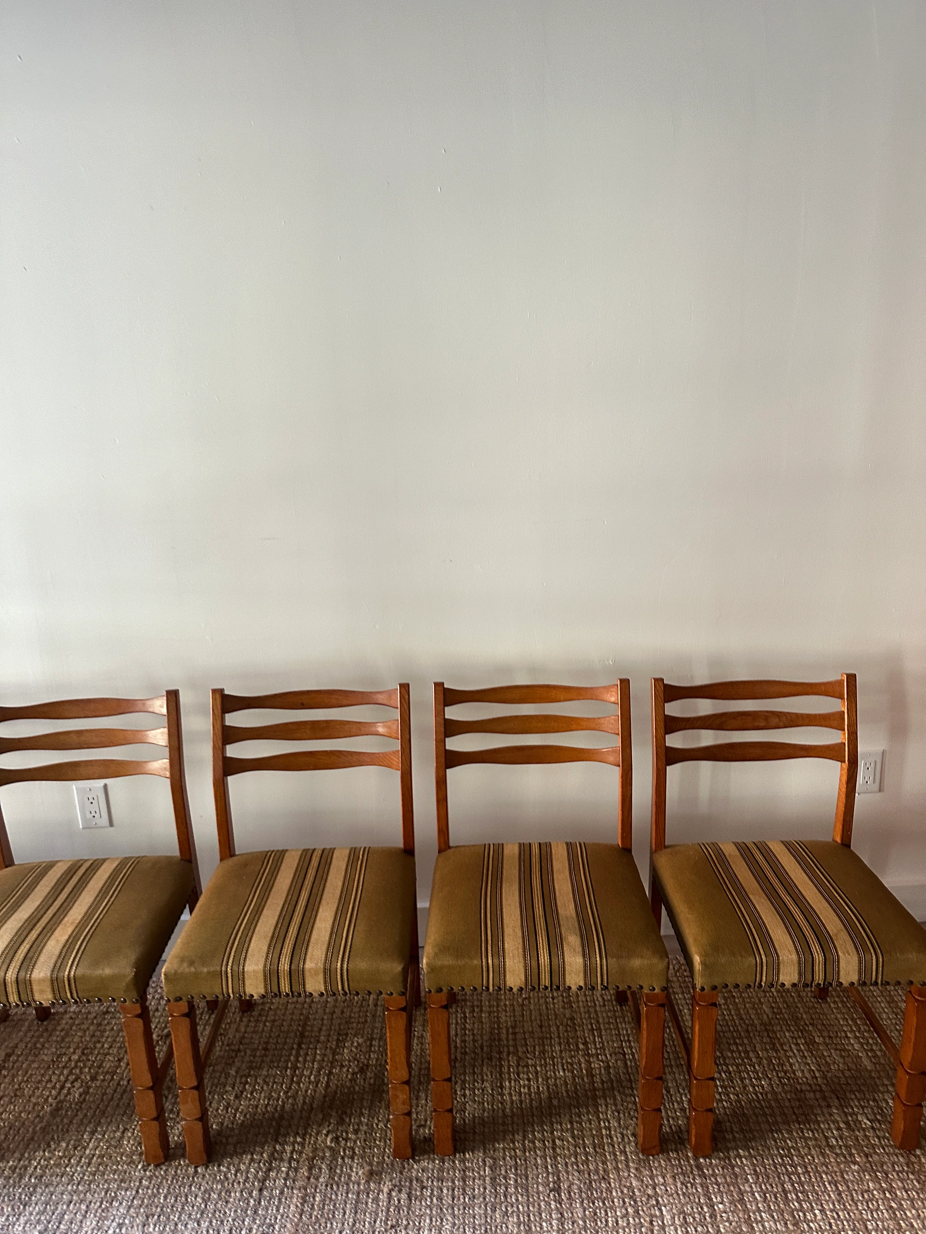 White oak and wool dining chairs. Sold in pairs. - Image 3
