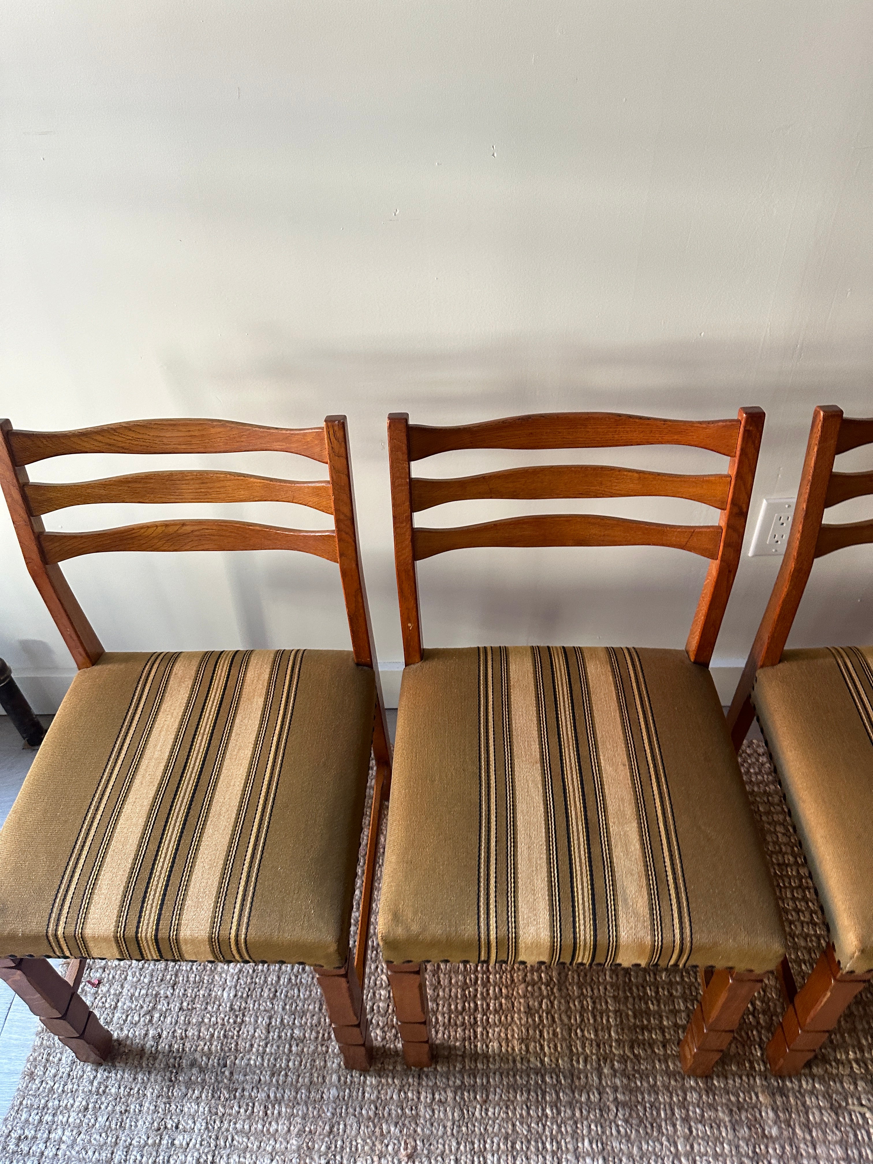 White oak and wool dining chairs. Sold in pairs. - Image 7