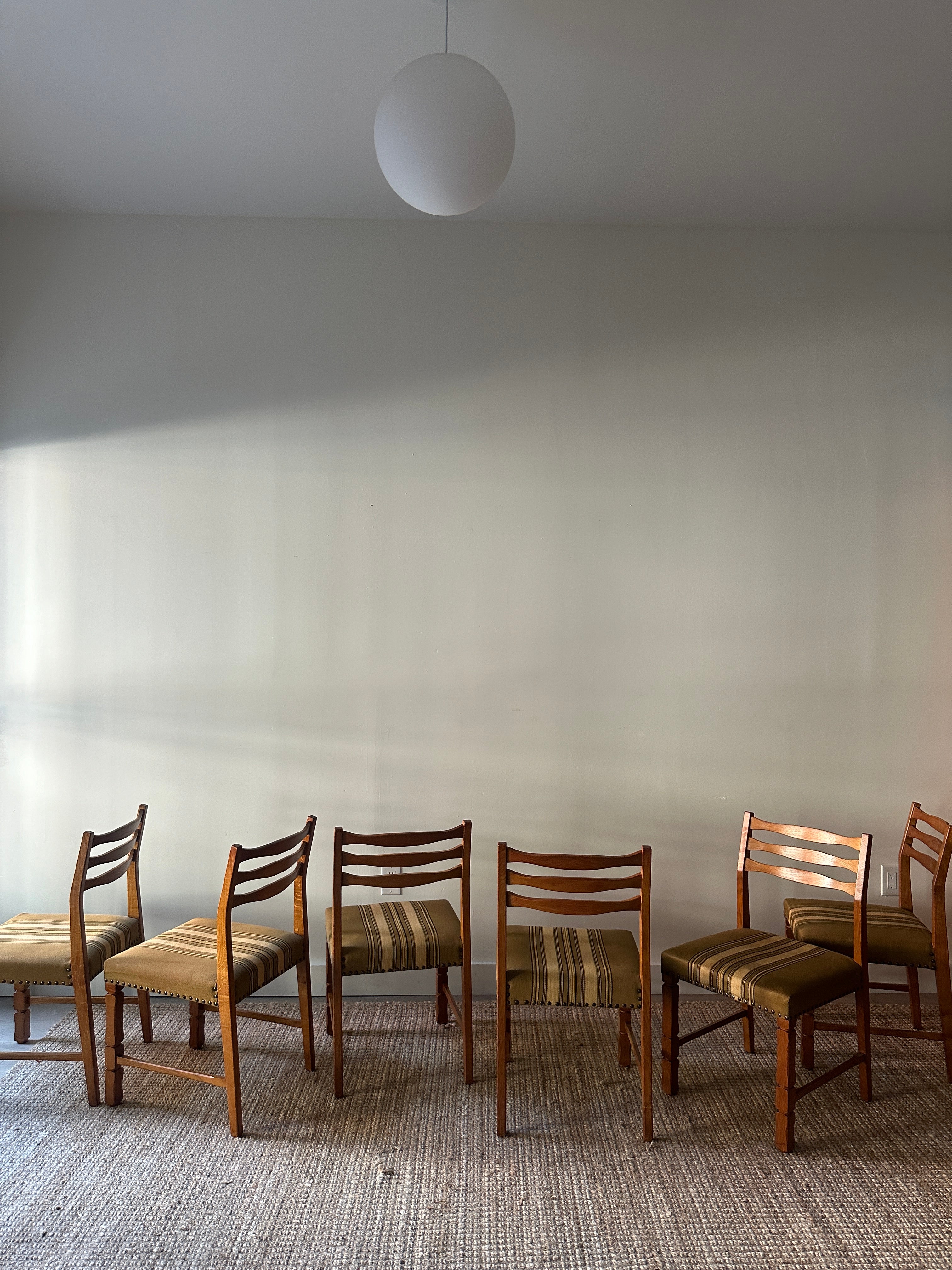 White oak and wool dining chairs. Sold in pairs. - Image 9