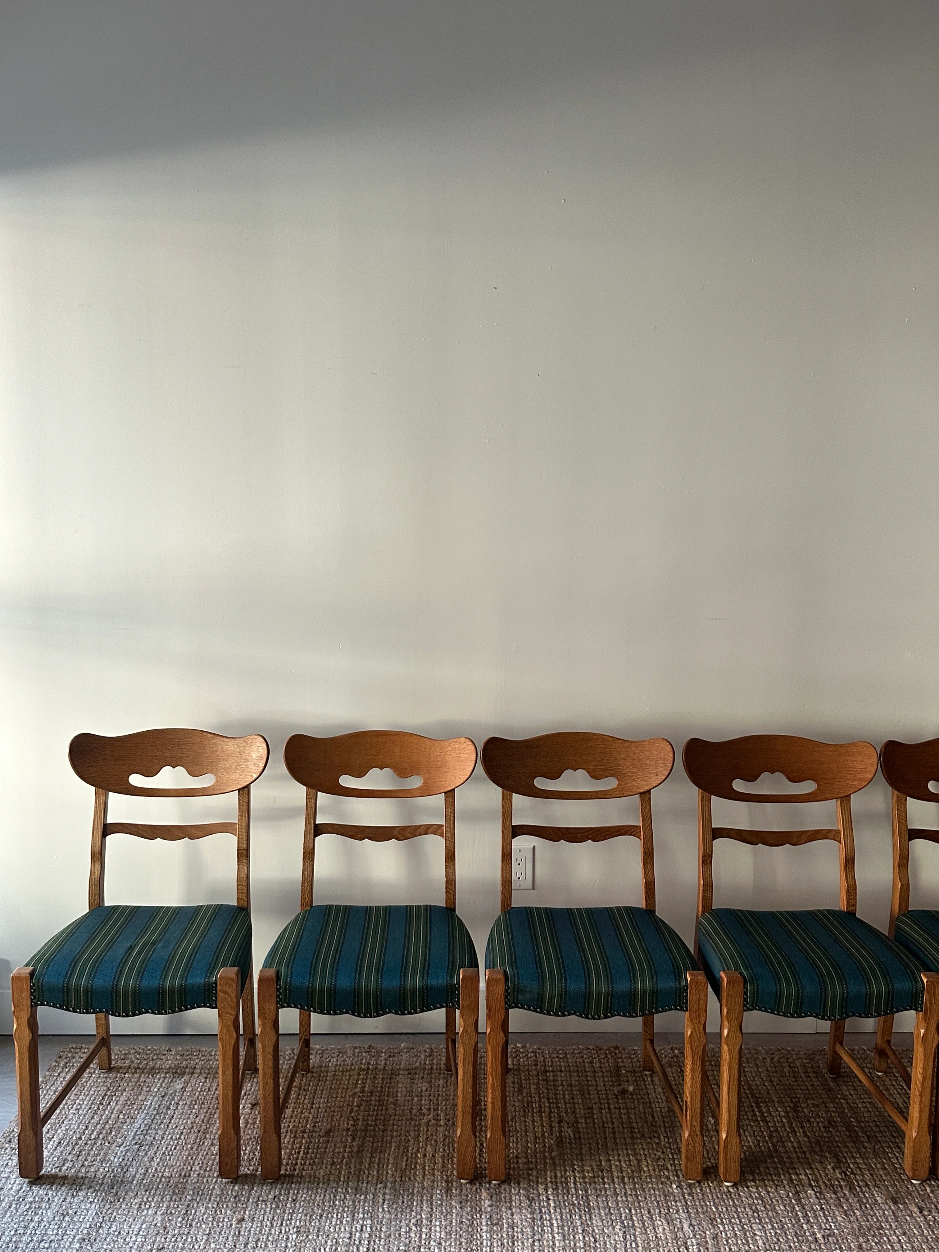 White oak wool and wool dining chairs sold in sets of 2 - Image 2