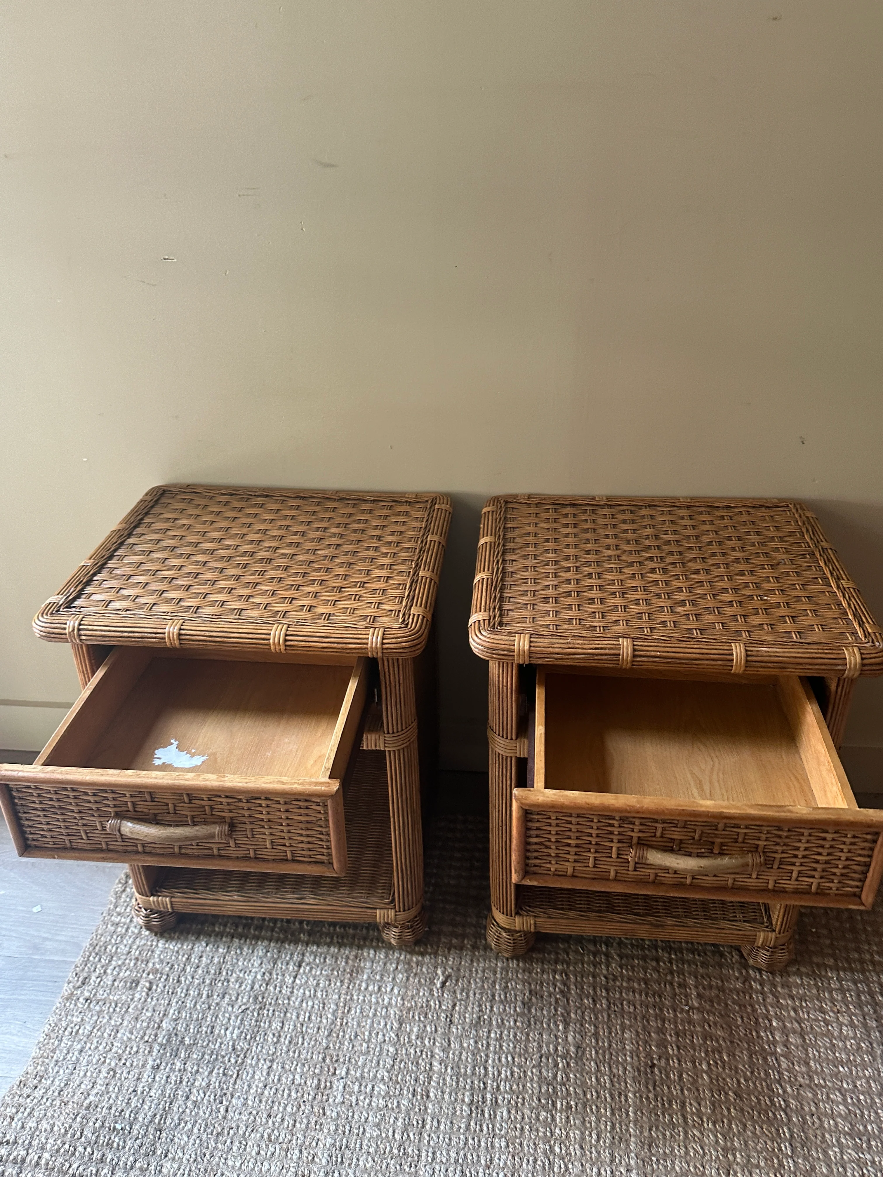 Wicker bedside tables. Sold individually. - Image 5