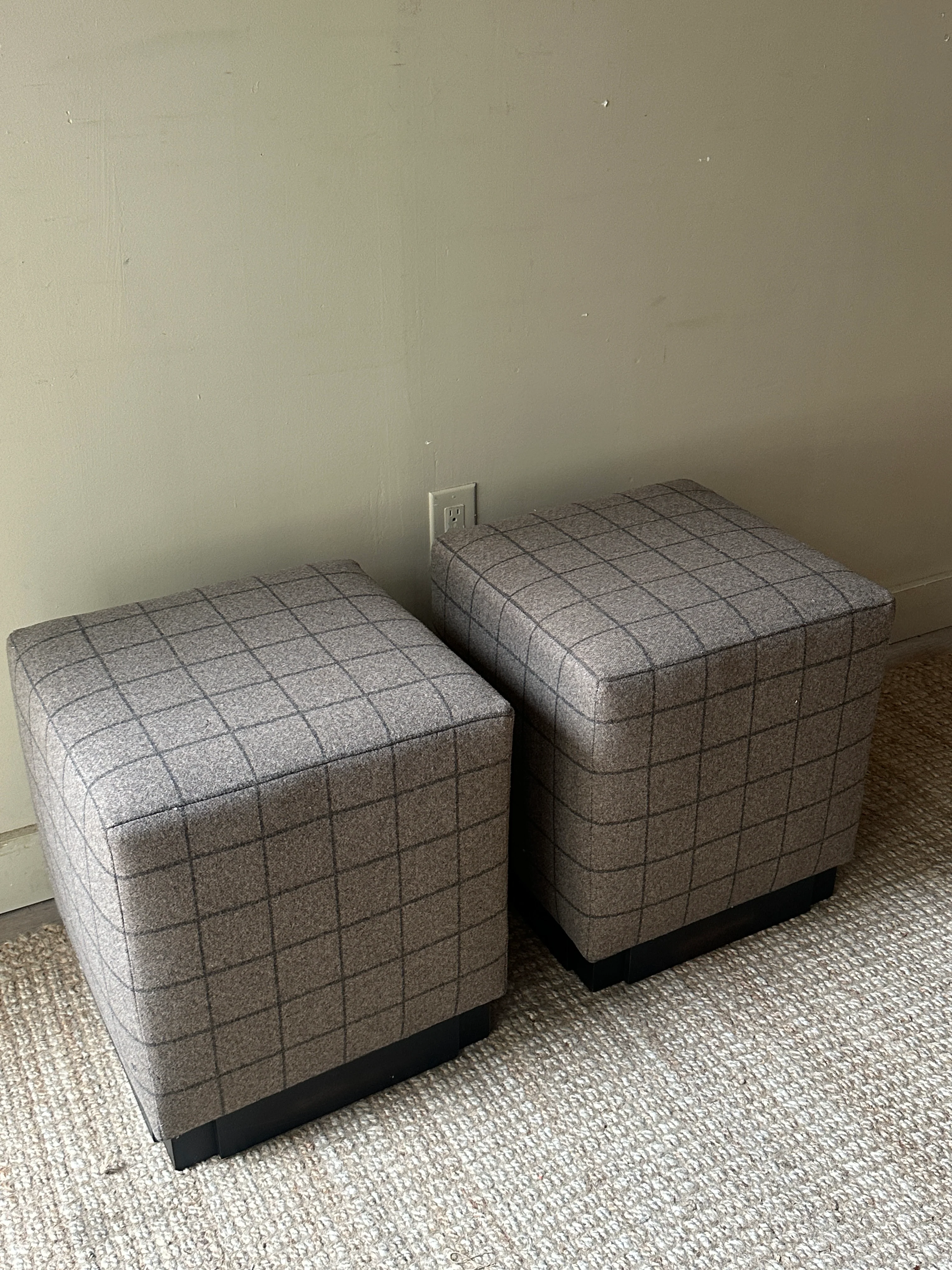 Wool ottomans. Holes in fabric on two sides. - Image 2