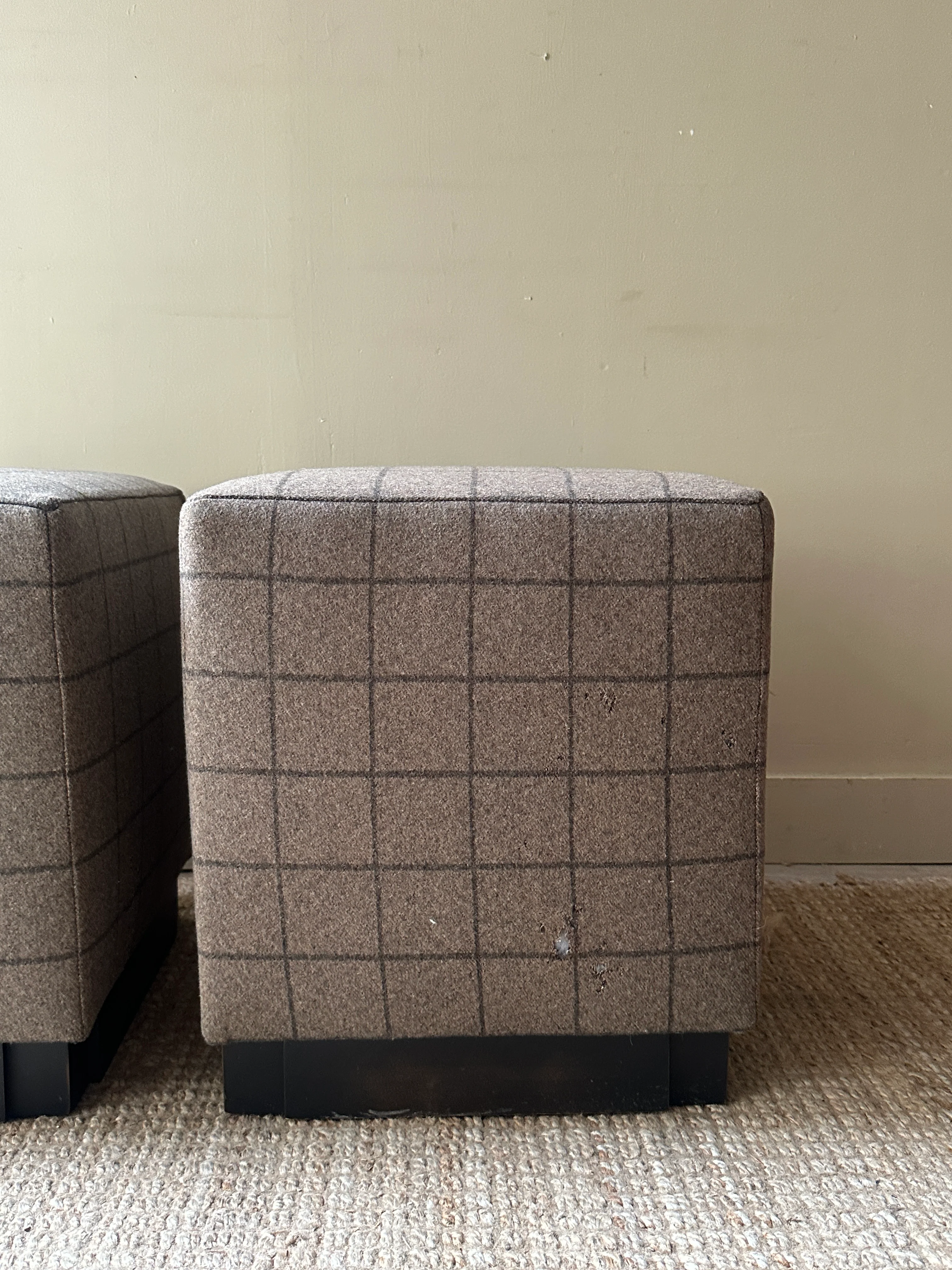 Wool ottomans. Holes in fabric on two sides. - Image 5