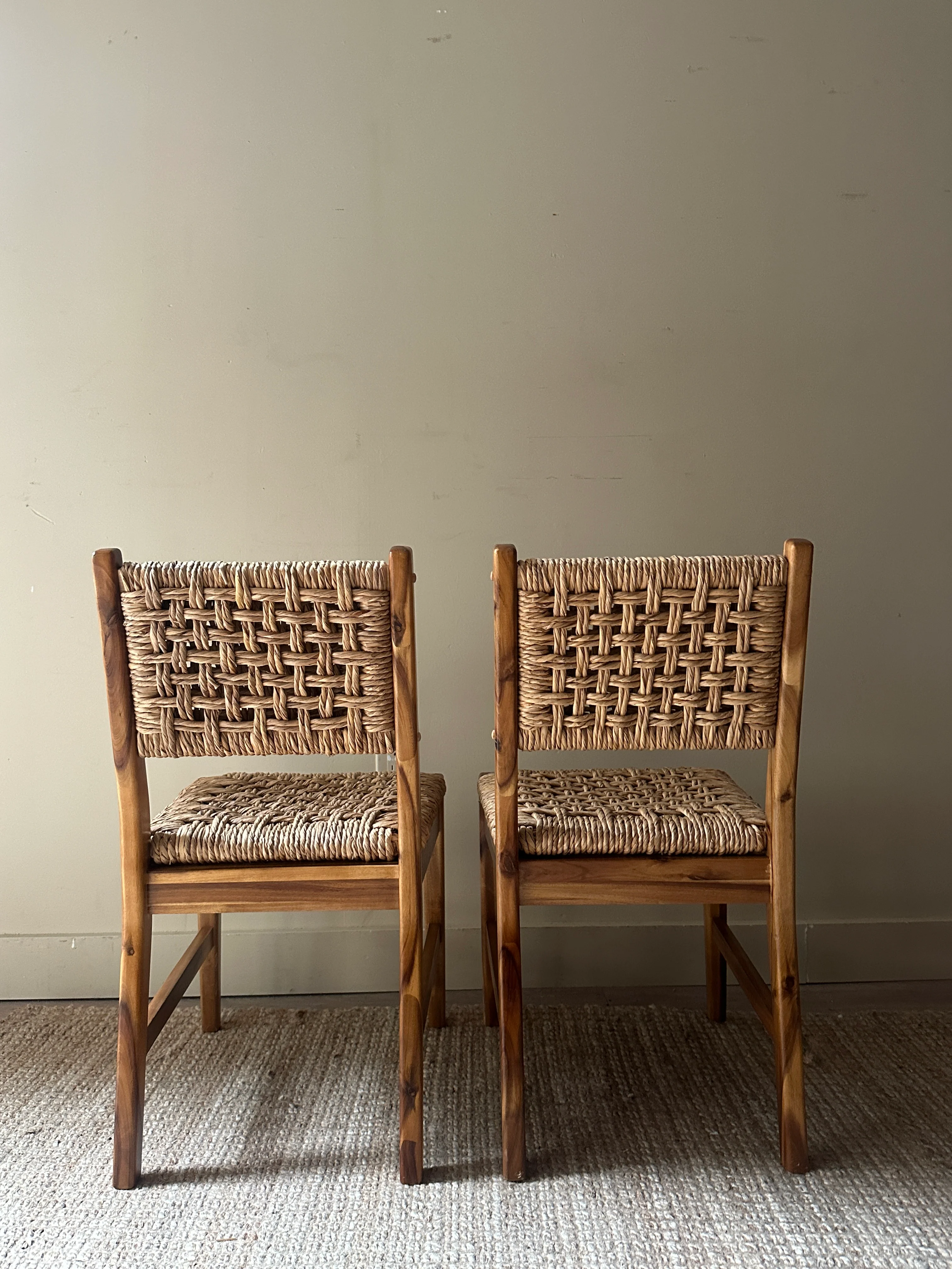 Woven mango wood chairs. Sold individually. - Image 3